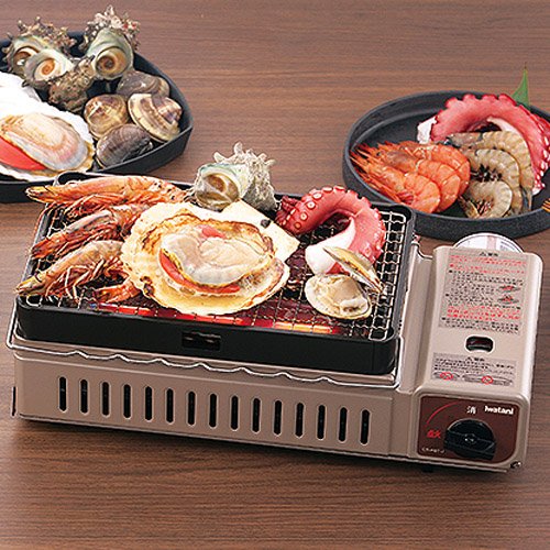Iwatani Aburiya Portable Gas Grill Stove CB-RBT-J - Compact Outdoor BBQ Grill for Yakitori, Yakiniku & Camping - Beige CBRBTJ - Perfect for Backyard, Picnic & Tailgating Parties