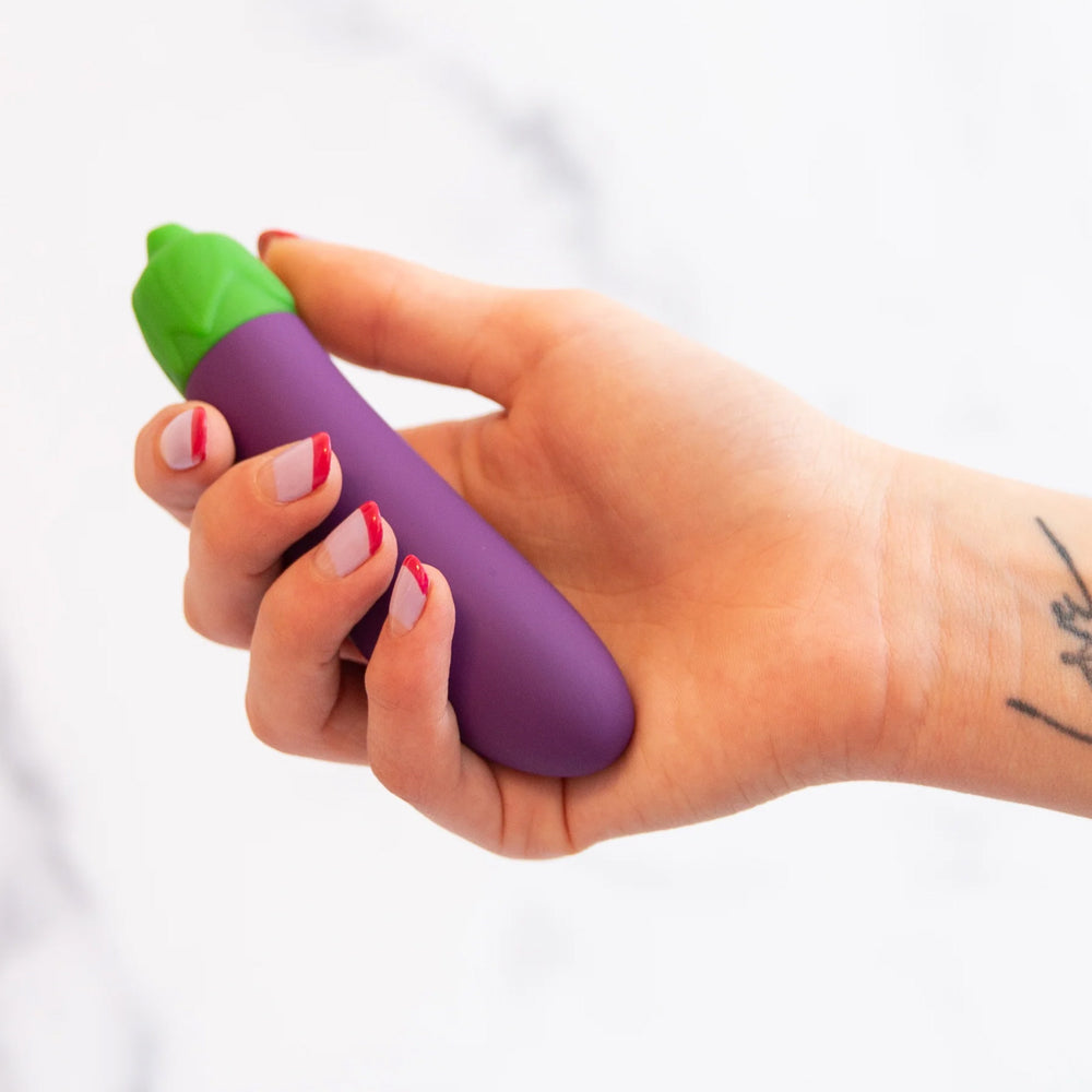 Emojibator Eggplant Emoji Mini Vibrator - Soft Silicone Personal Massager for Women, Discreet & Waterproof - Perfect for Travel, Couples Play & Solo Pleasure