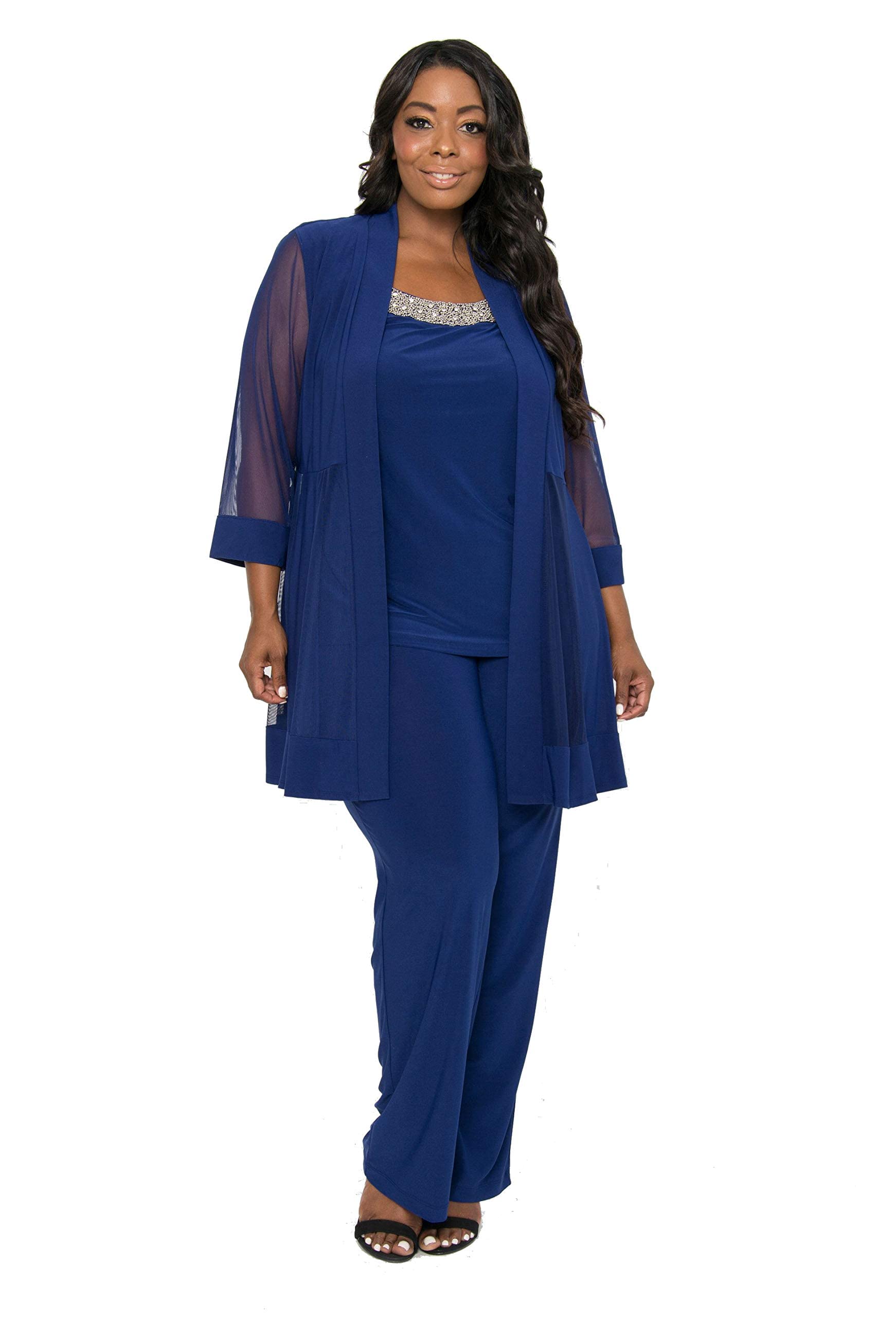 R&M Richards Plus Size Women's Formal Pants Suit - Elegant Office Wear & Business Attire for Professional Women | Perfect for Job Interviews, Corporate Events & Special Occasions