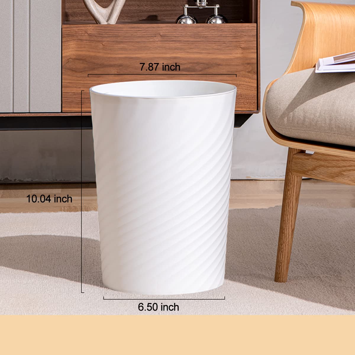 1.8 Gallon Small Bathroom Trash Can - 2 Pack White Waste Basket for Toilet, Office & Bedroom | Perfect for Bathrooms, Home Offices & Bedside Waste Disposal