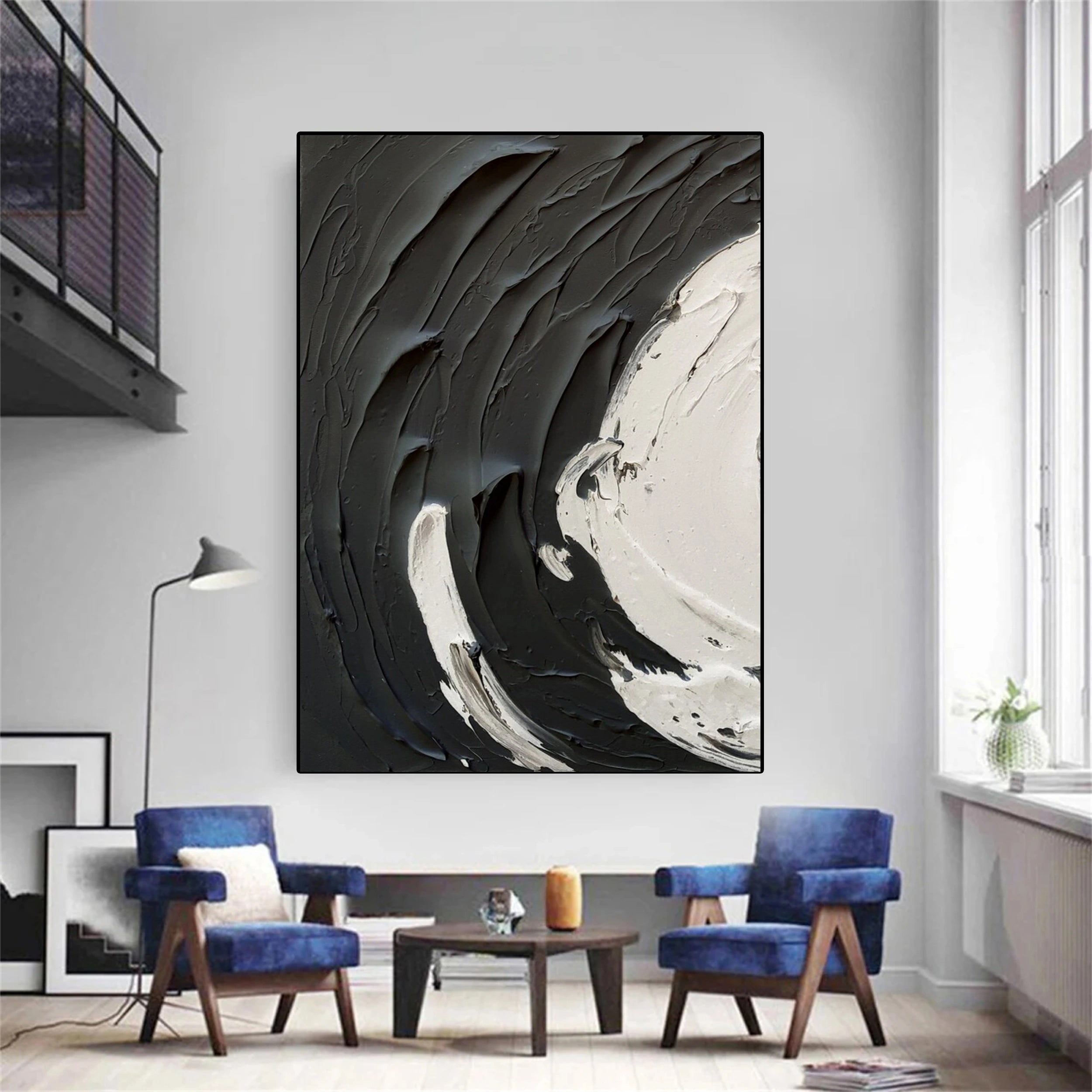 Black and White Textured Minimalist Wall Art Print #MZ071 - Modern Home Decor for Living Room, Bedroom & Office