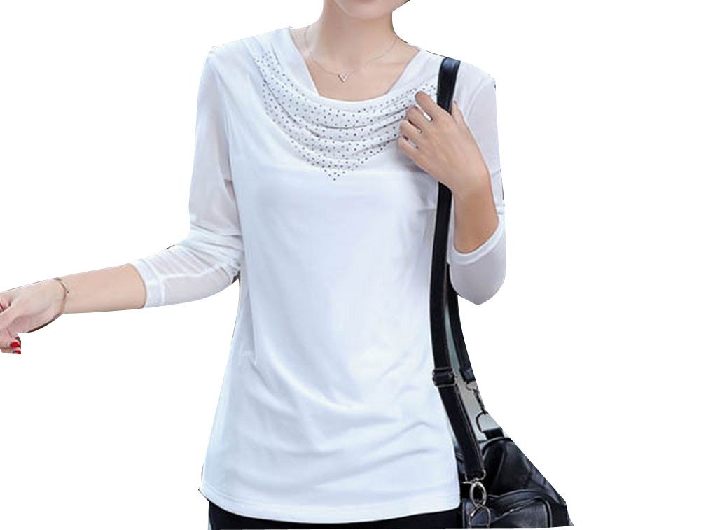 YGT Women's Mesh Long Sleeve Cowl Neck Tunic Top - Breathable Stretchy Blouse for Casual Wear, Office & Date Night Outfits