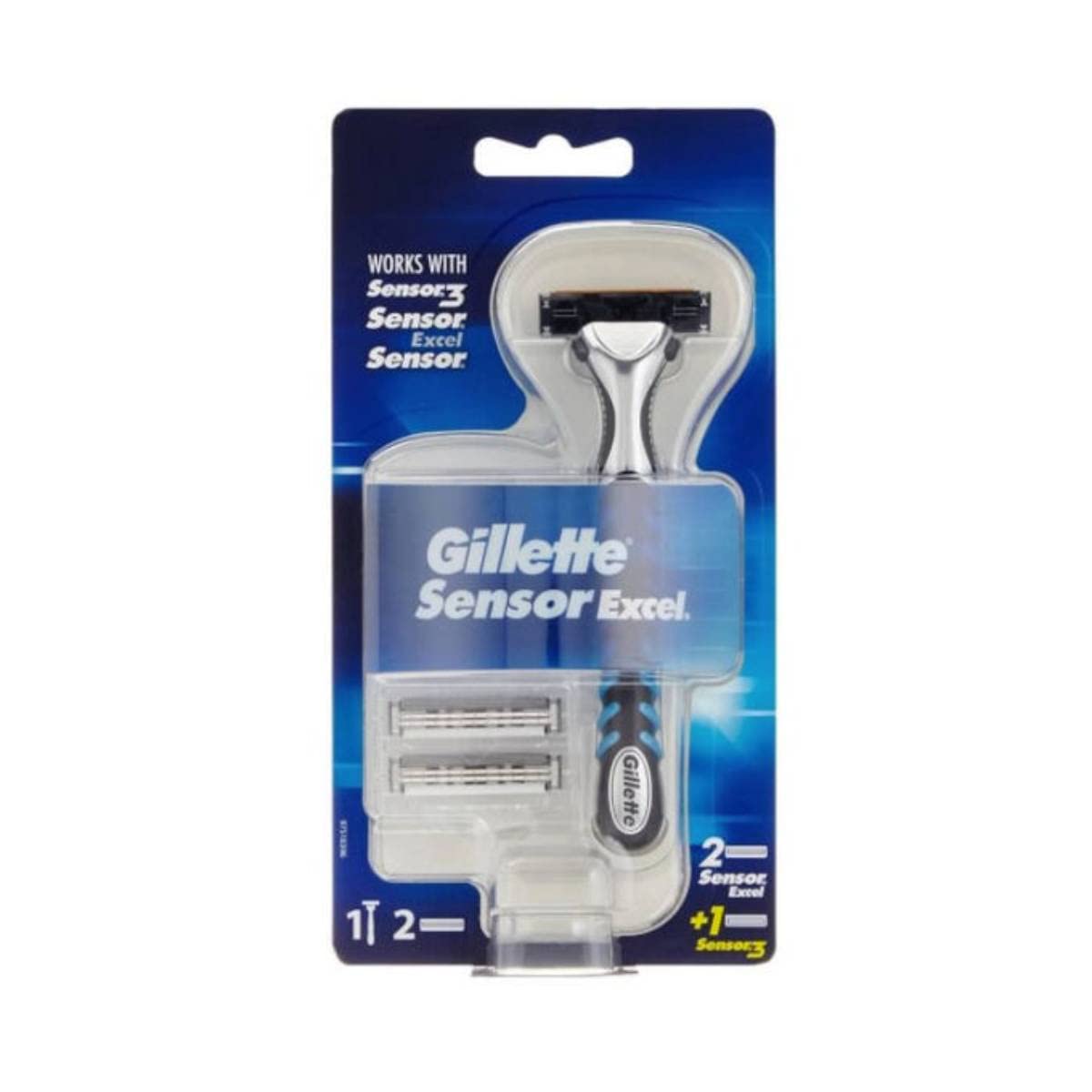 Gillette Sensor Excel Men's Razor with 3 Refill Blades - Self-Adjusting Twin Razor Blades for All Gillette Sensor Razors - Perfect for Travel & Daily Shaving