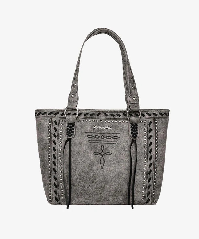 Montana West Diamond Cross Stitch Concealed Carry Tote Bag for Women - Stylish CCW Purse with Hidden Gun Pocket for Everyday Carry & Self Defense