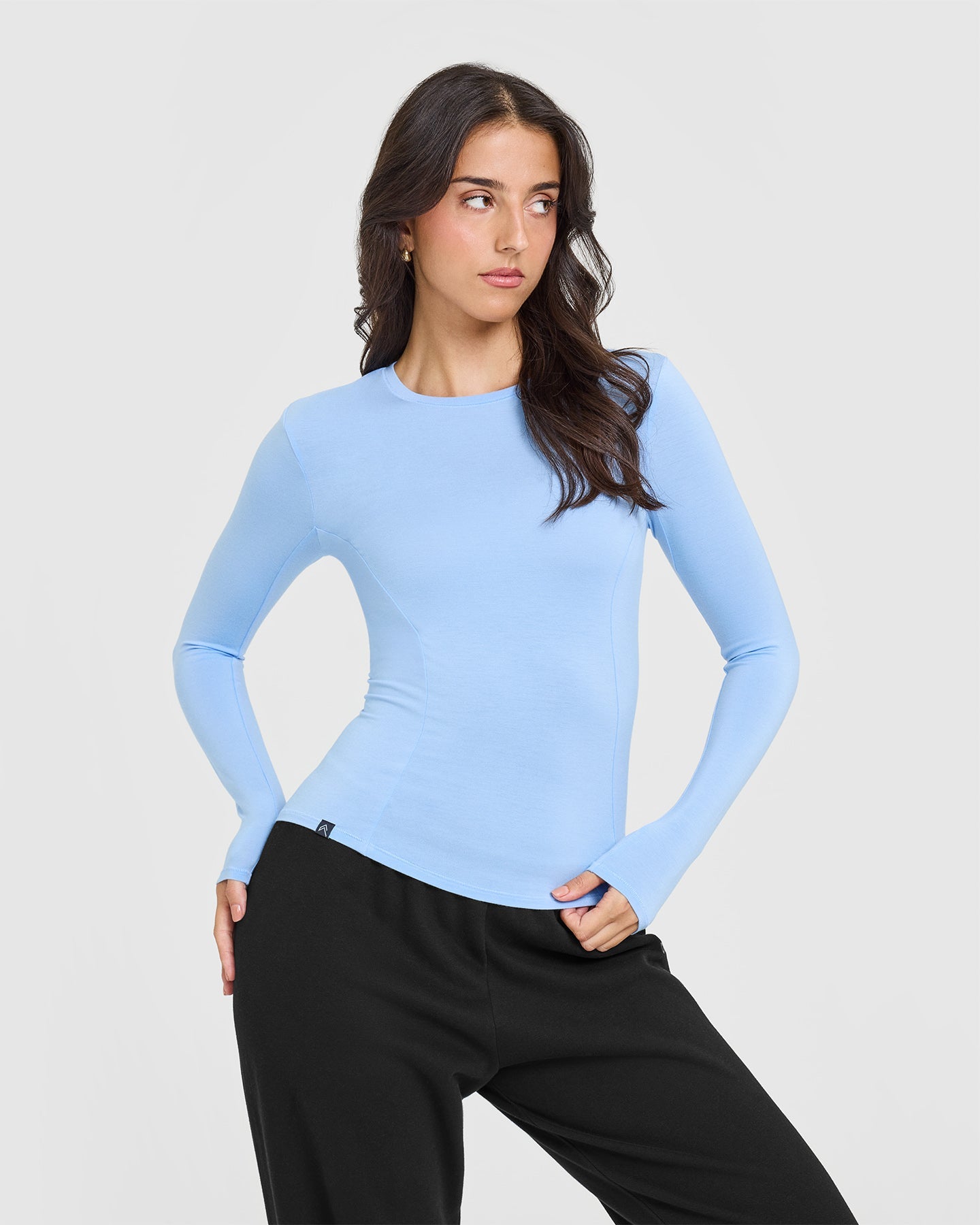 Mellow™ Soft Long Sleeve Women's Top in Powder Blue | Comfortable Casual Shirt for Everyday Wear, Work & Outings