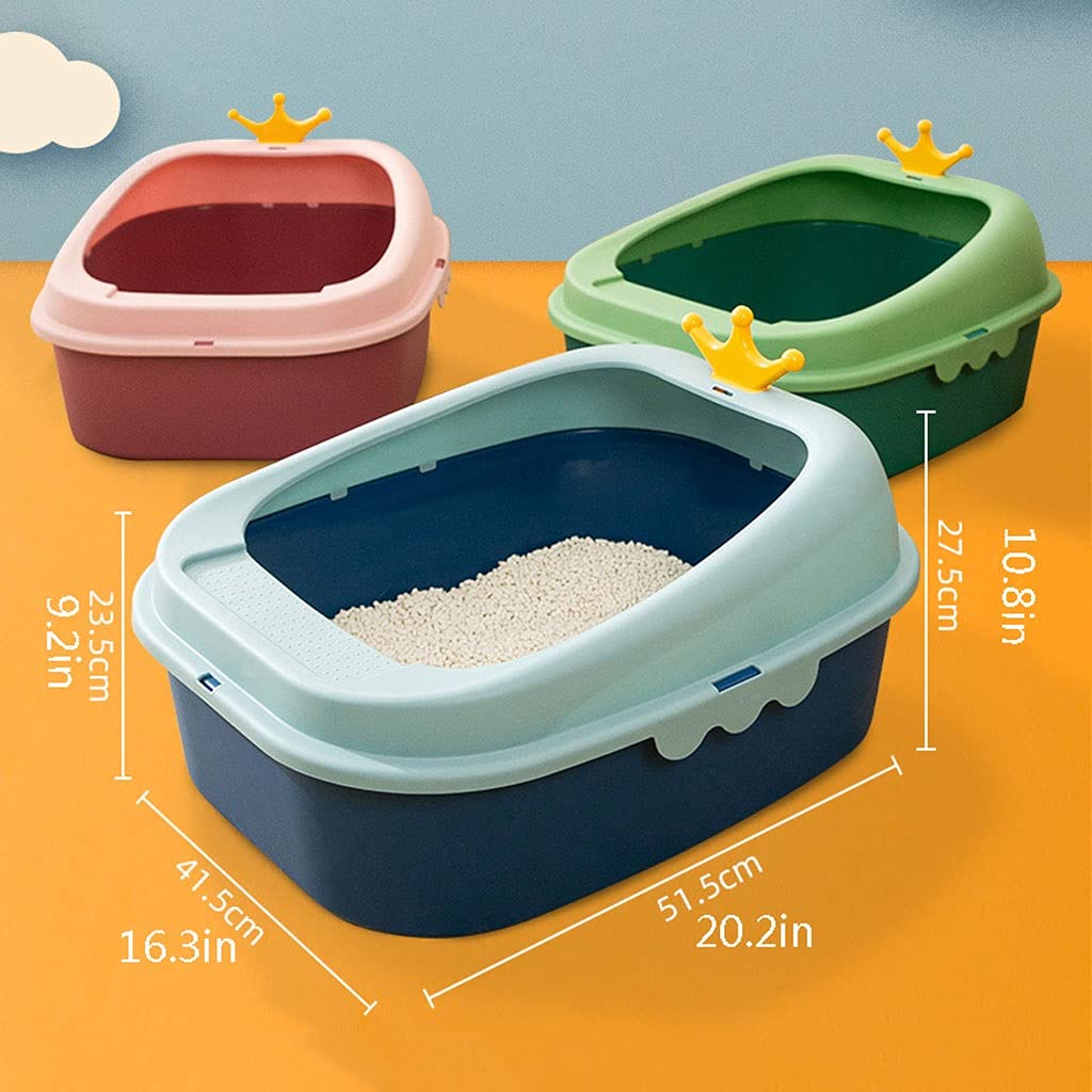 Large Space Semi-Enclosed Cat Litter Box - Splash-Proof & Easy Cleaning Cat Toilet for Indoor Cats - Perfect for Small Apartments & Multi-Cat Homes (Color: C)