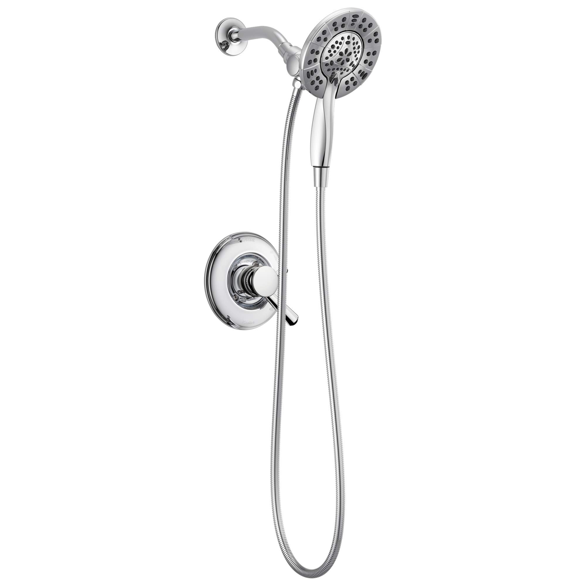 Delta Faucet Linden 17 Series Dual-Function Shower Faucet Kit - Chrome T17293-I | 4-Spray In2ition 2-in-1 Handheld Shower Head with Hose | Bathroom Upgrade for Modern Homes (Valve Not Included) | Perfect for Master Bathrooms & Guest Suites
