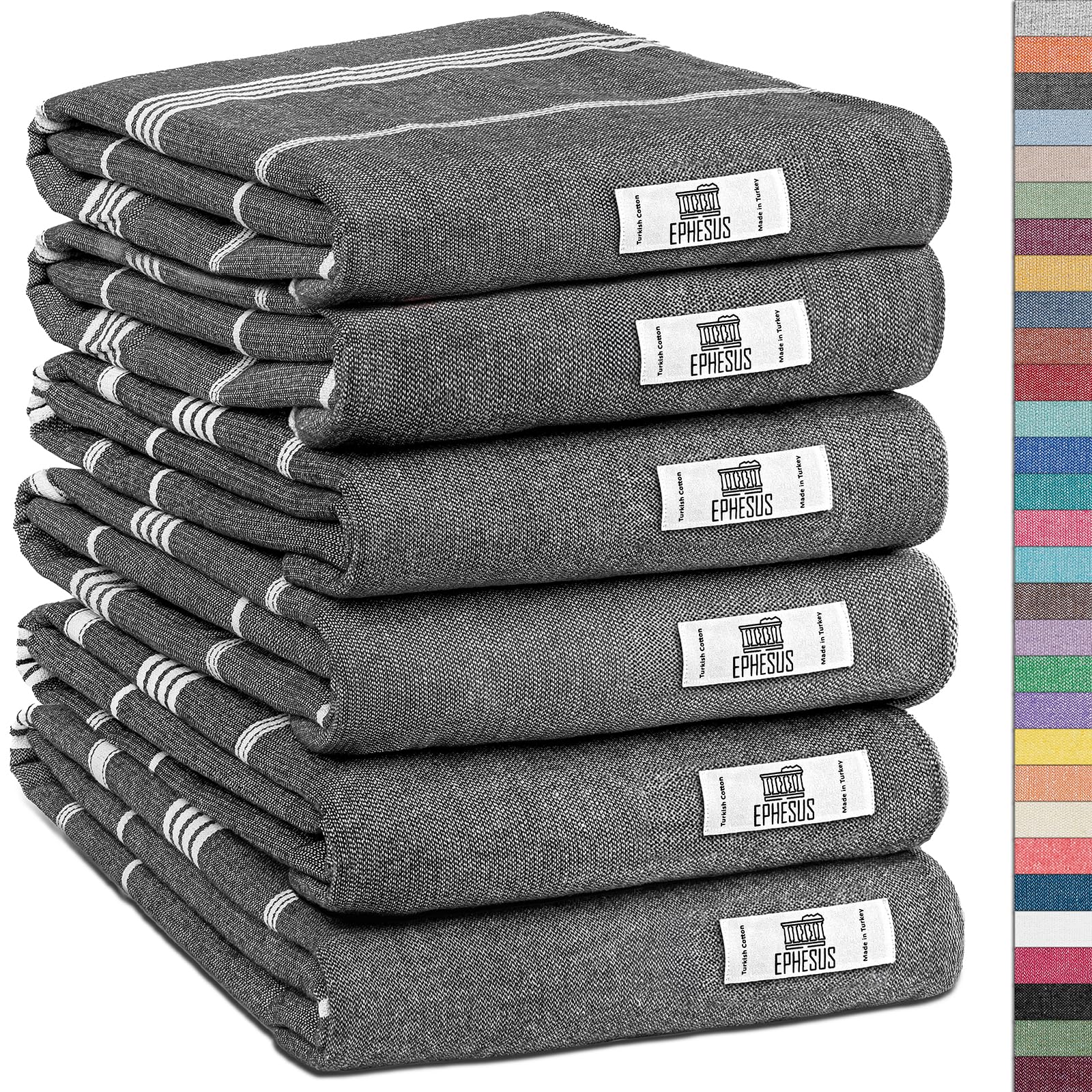 Premium Turkish Cotton Hand Towels - Set of 6 (18