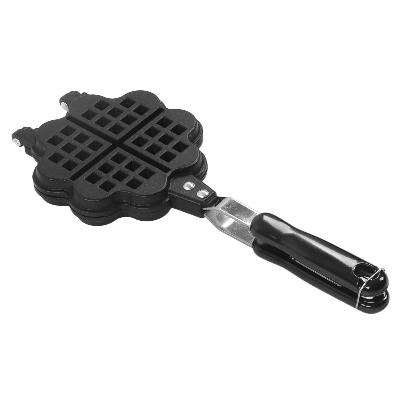 Nonstick Double Sided Waffle Maker Pan - Aluminum Alloy Heart Shaped Mini Waffle Iron with Dual Handle & Hanging Hole - Perfect for Home Breakfast, Camping, Cake Shops & Gifts