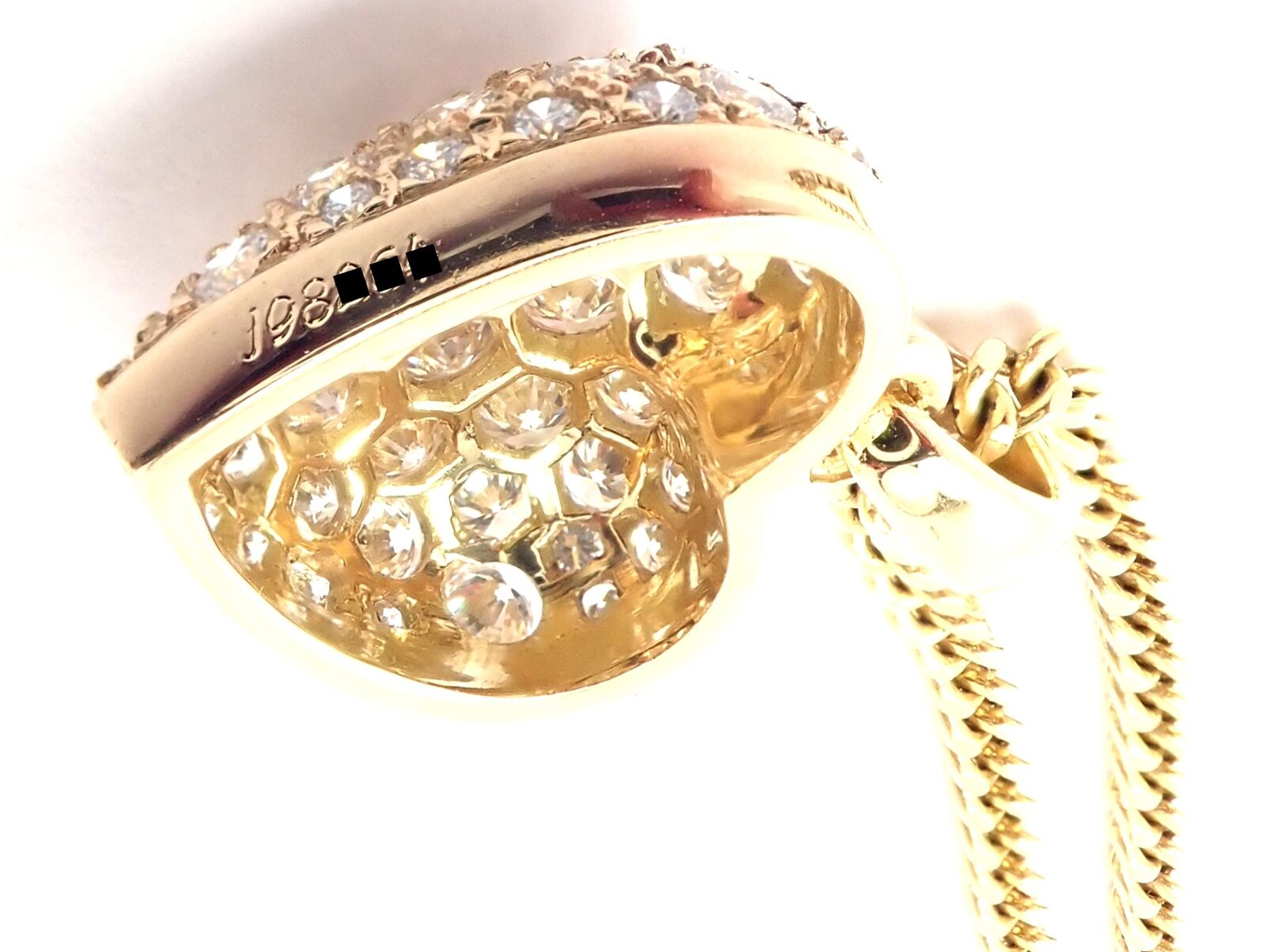 Authentic Cartier 18K Yellow Gold 2 Carat Diamond Pavé Large Heart Pendant Necklace for Women - Luxury Valentine's Day Gift, Anniversary Present & Special Occasion Jewelry