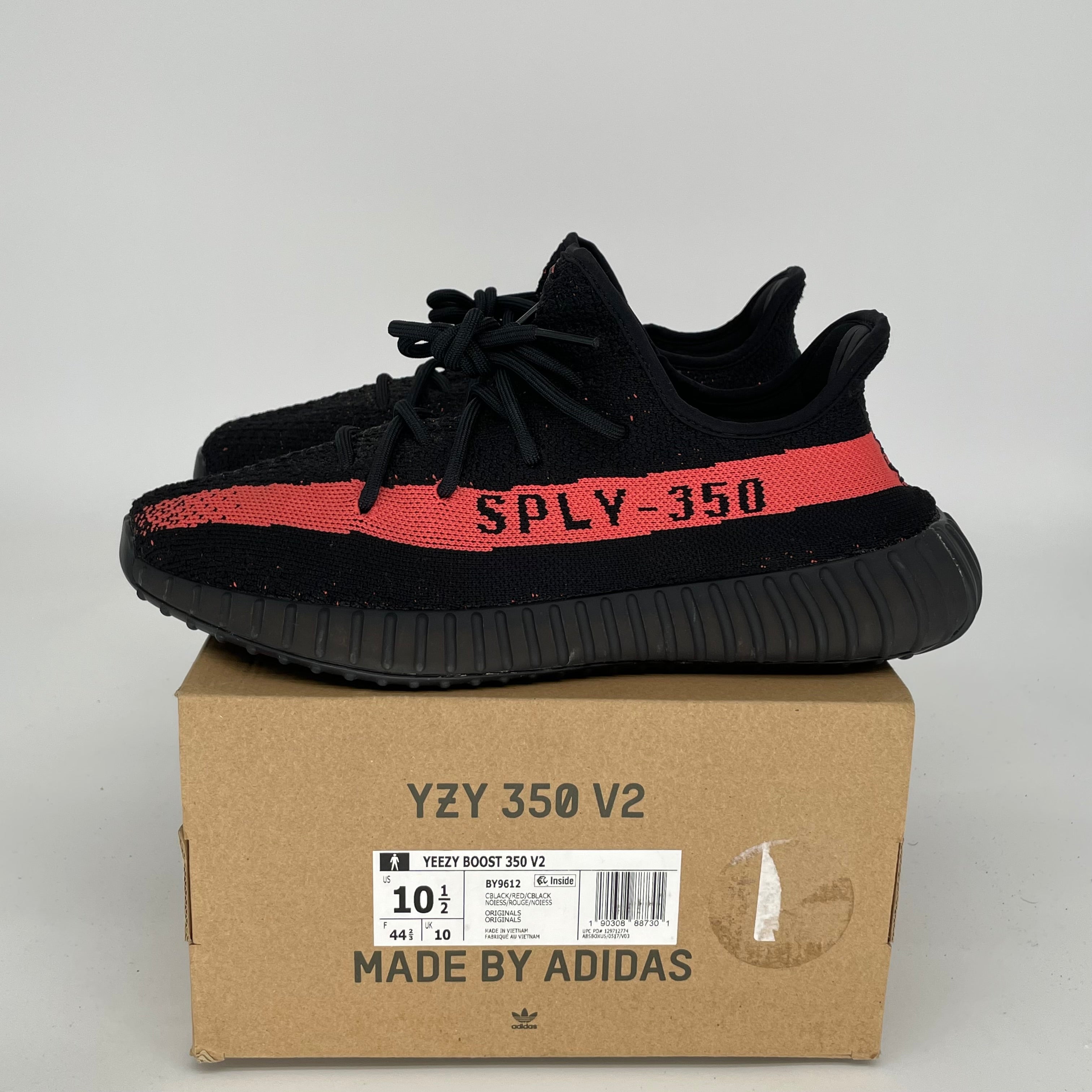 Adidas Yeezy Boost 350 V2 Core Black Red Men's Running Shoes Size 10.5 (BY9612) - Stylish & Comfortable Sneakers for Casual Wear, Gym & Street Fashion