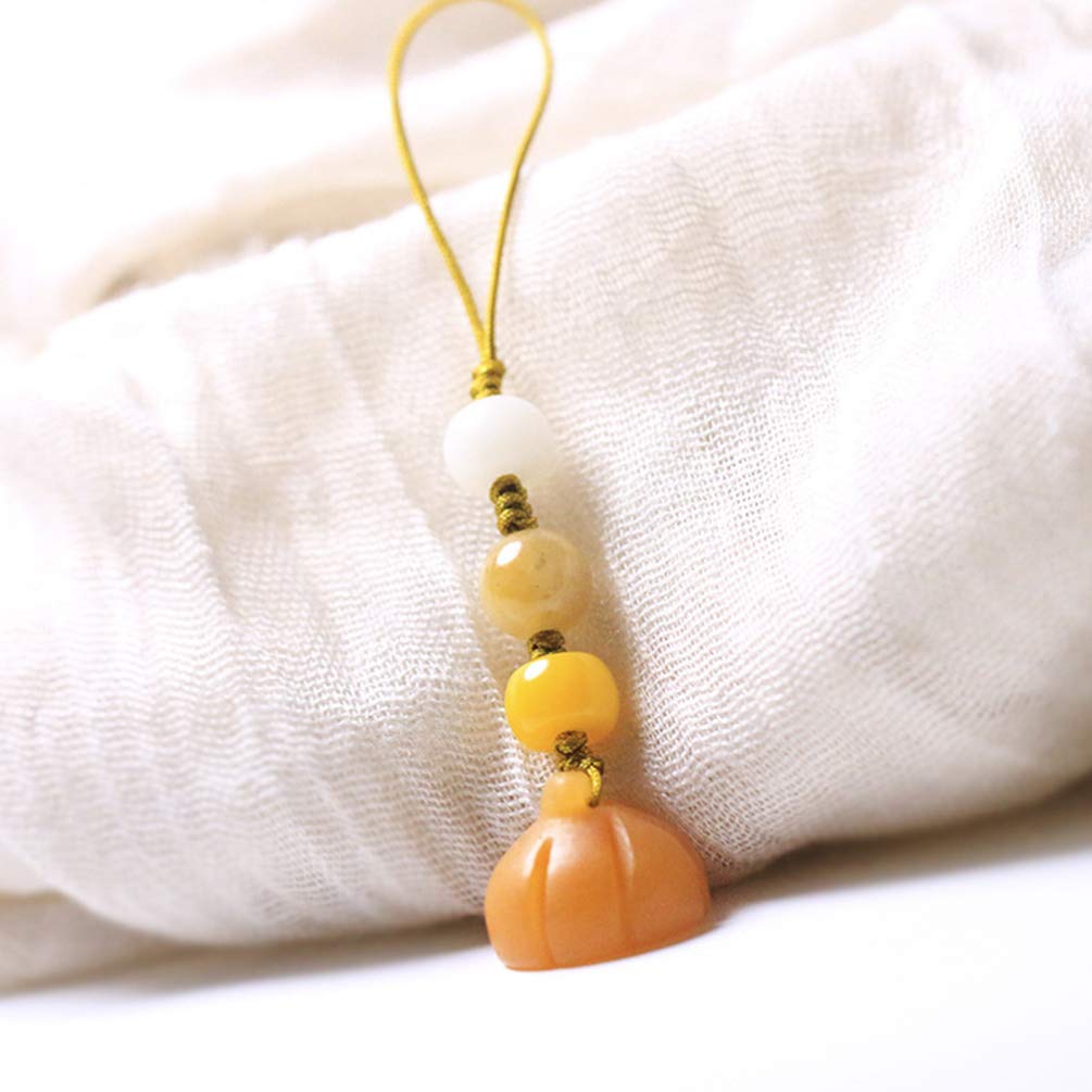 Lotus Jade Phone Charm Pendant - Elegant Beaded Phone Strap & Lanyard for iPhone, Samsung, Keys, USB Drives - Perfect for Car Keys, Office Decor, and Gift Giving