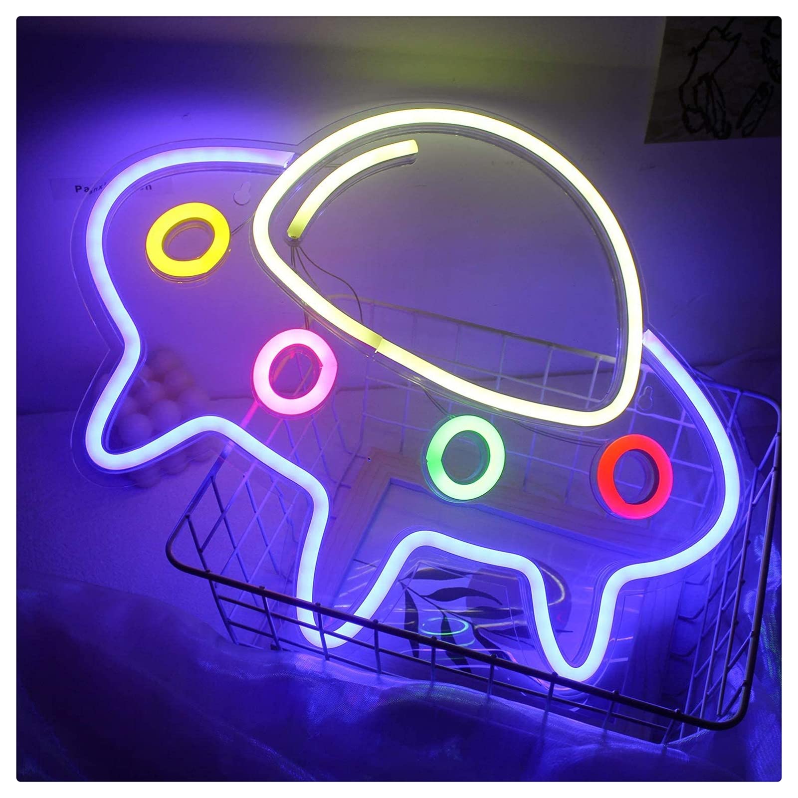 Custom LED Neon Light Signs - UFO Spaceship & Planet Designs for Wall Decor, Kids Room Night Light, Bar & Cafe Signage - Energy Efficient Dimmable Neon Art for Home & Business