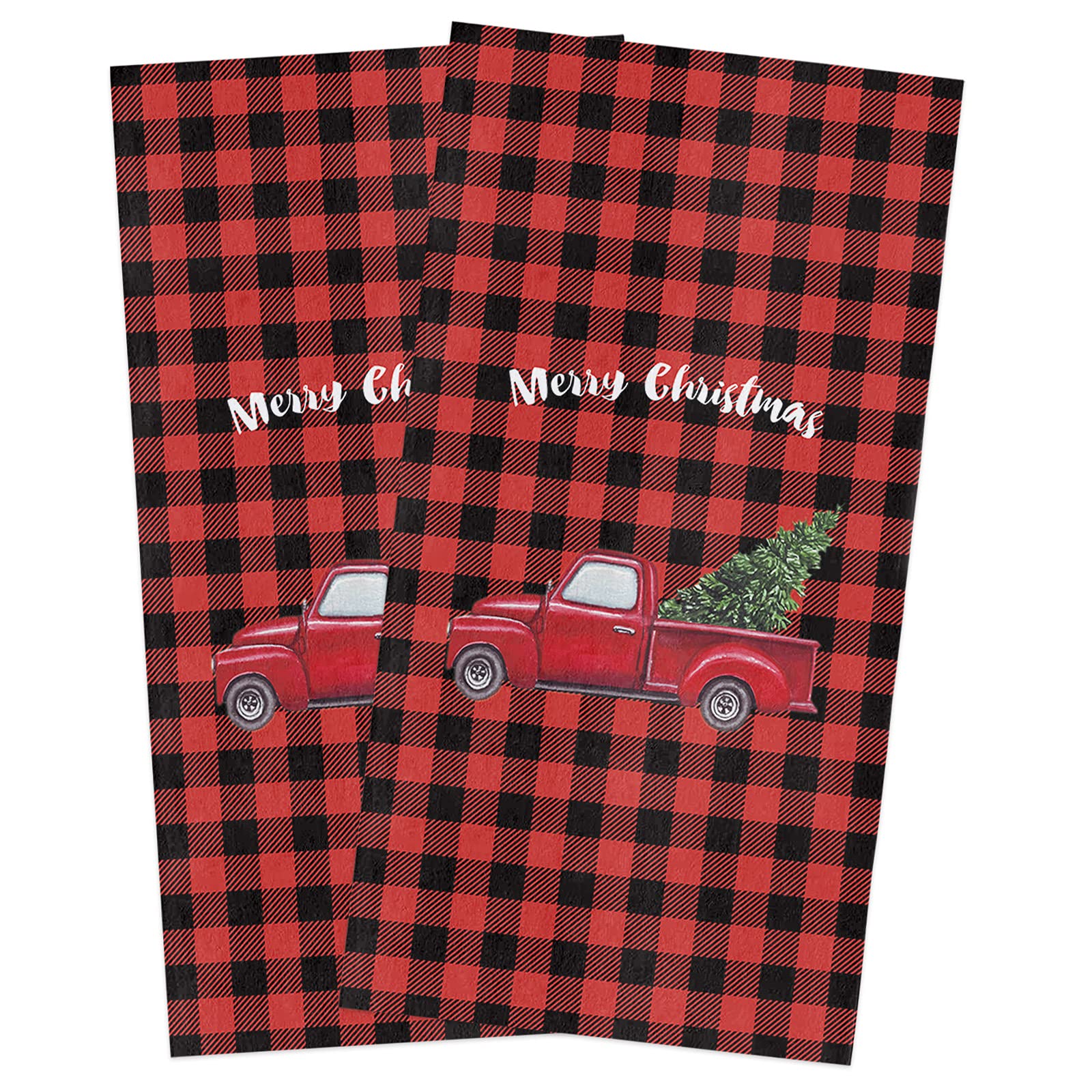 Premium Christmas Buffalo Check Kitchen Towels Set - 2 Pack 18