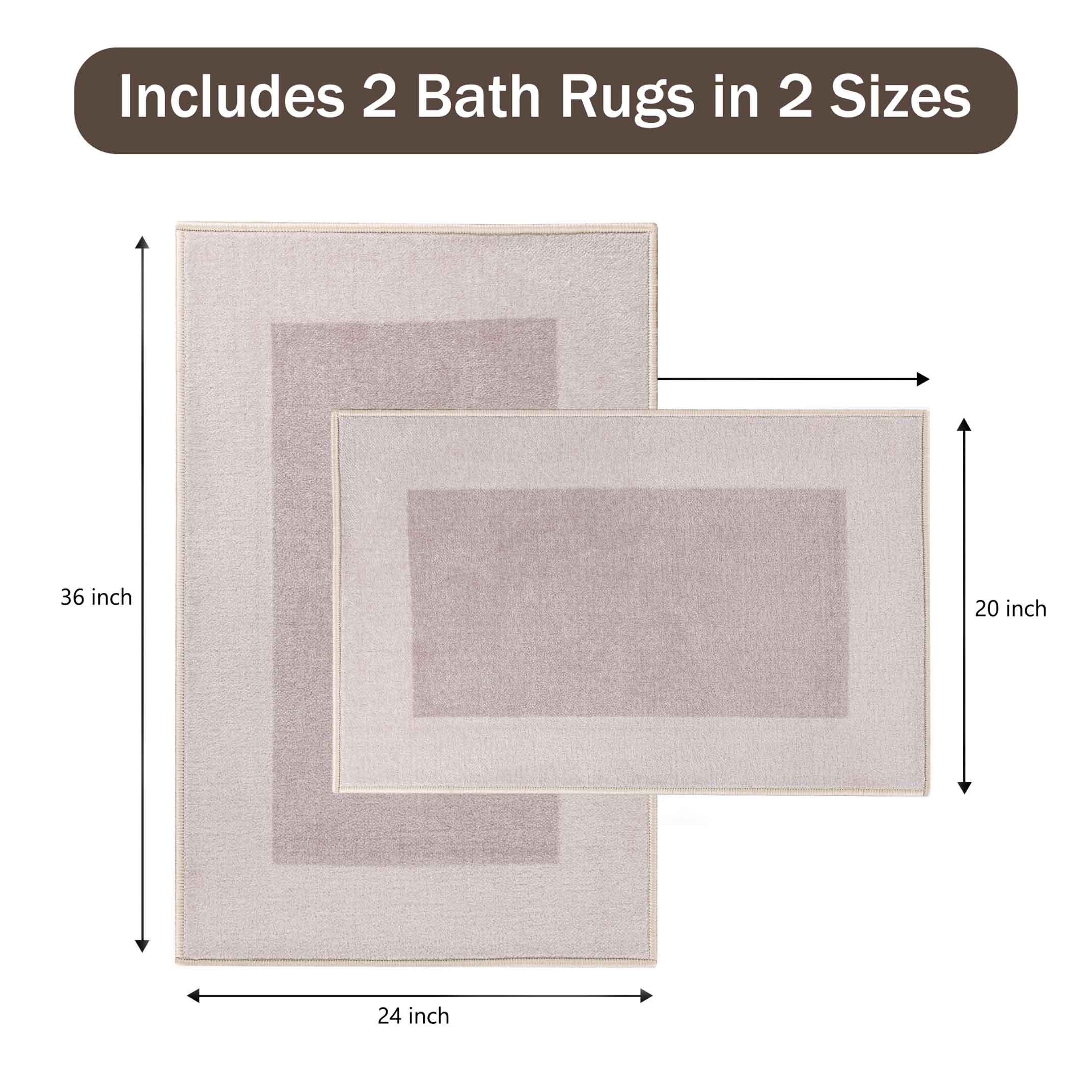 Premium Non-Slip Bath Rug Set - Super Absorbent, Machine Washable, Soft Memory Foam - Perfect for Bathroom, Shower, Spa & Home Decor (Troy Collection)