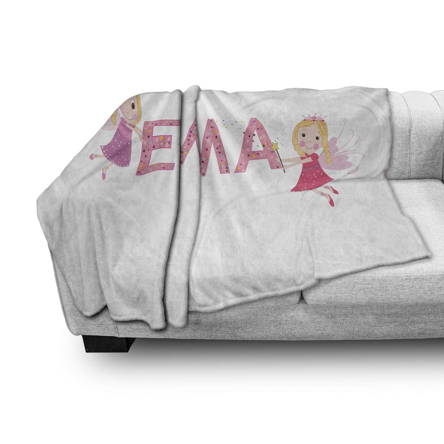 Ambesonne Emma Throw Blanket - Cartoon Polka Dot Flannel Fleece Accent Blanket for Couch & Bed, 50