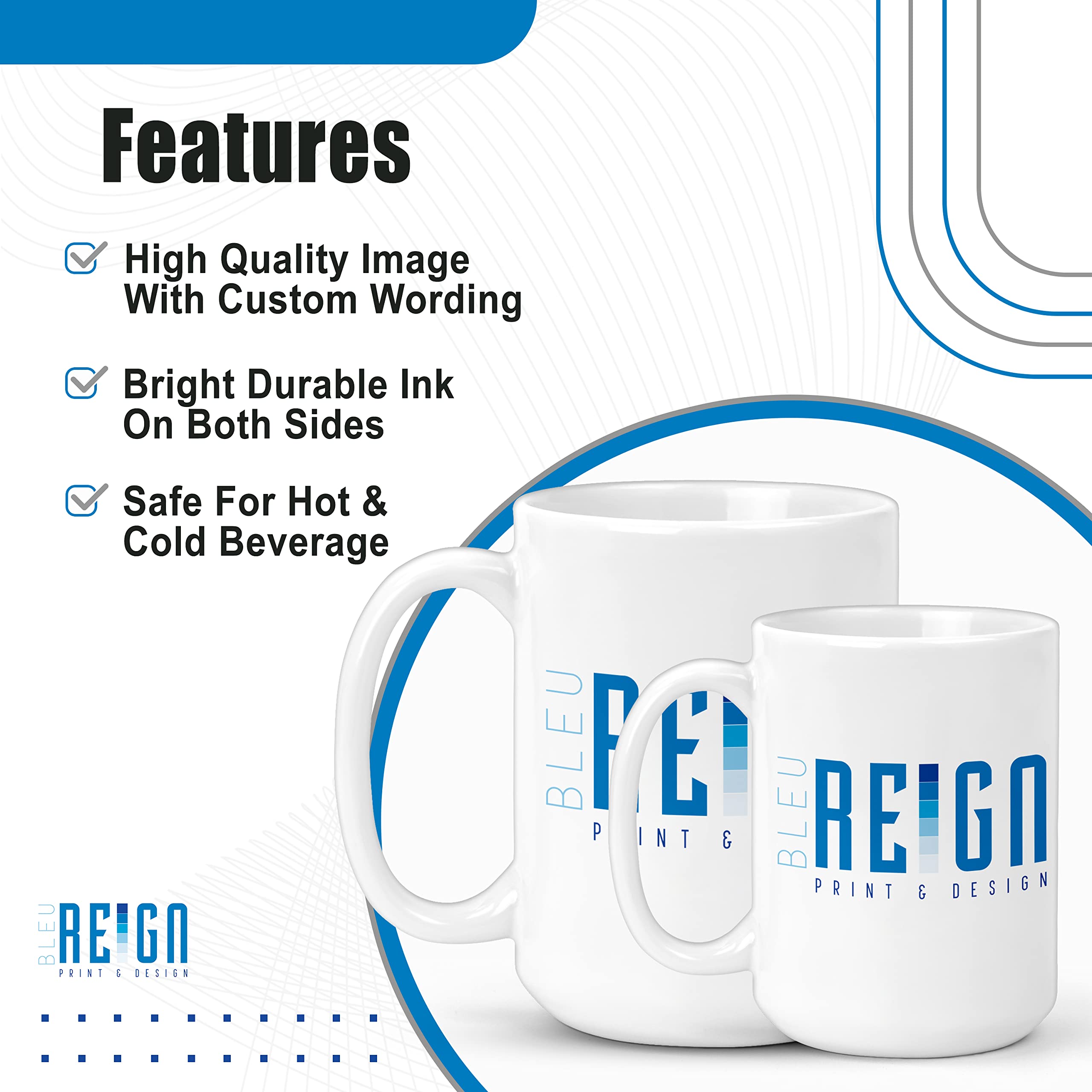 Bleu Reign 15oz Ceramic Mug - Personalized Custom Name with USA & Ukraine Flag Design - Perfect for Coffee, Tea & Gifts
