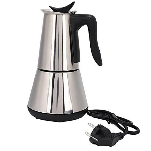 Electric Stove Espresso Maker - 6 Cup Moka Pot Coffee Percolator, Stainless Steel Classic Italian Coffee Maker with EU Plug for Home, Office & Cafe Use