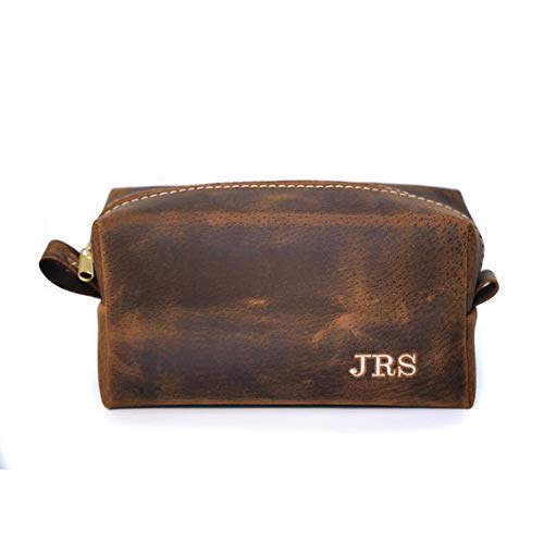 Premium Exotic Boar Leather Toiletry Bag for Men - Handmade in USA - Groomsmen Gift, Father's Day Present, Shaving Kit Organizer - Perfect for Travel, Camping & Luxury Grooming Essentials