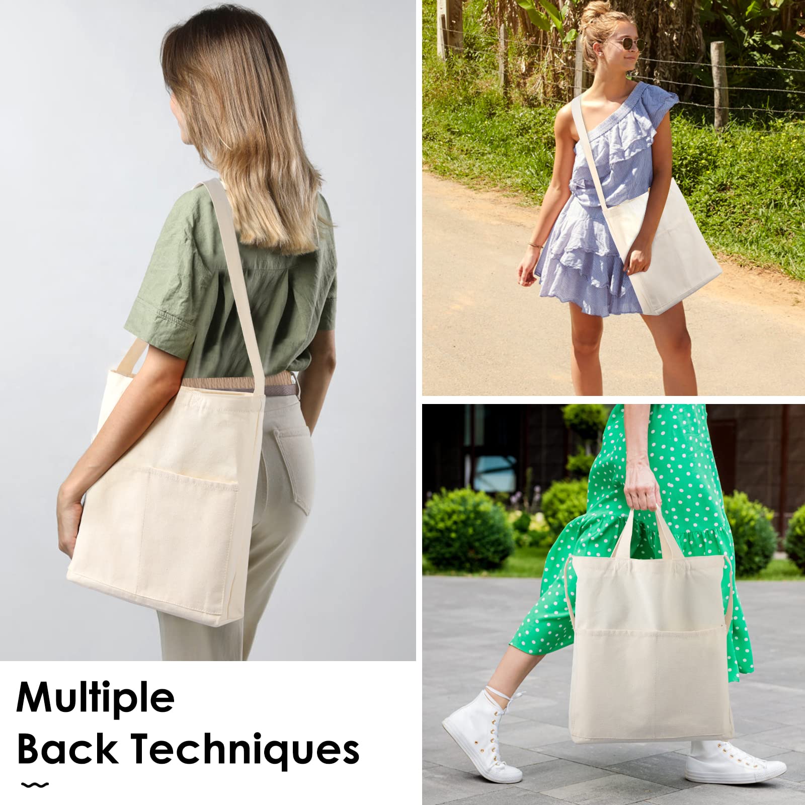 Lily Queen Canvas Tote Bag for Women - Durable Cotton Shoulder Bag Set of 2 - Perfect for Shopping, Beach, Work & Travel Accessories