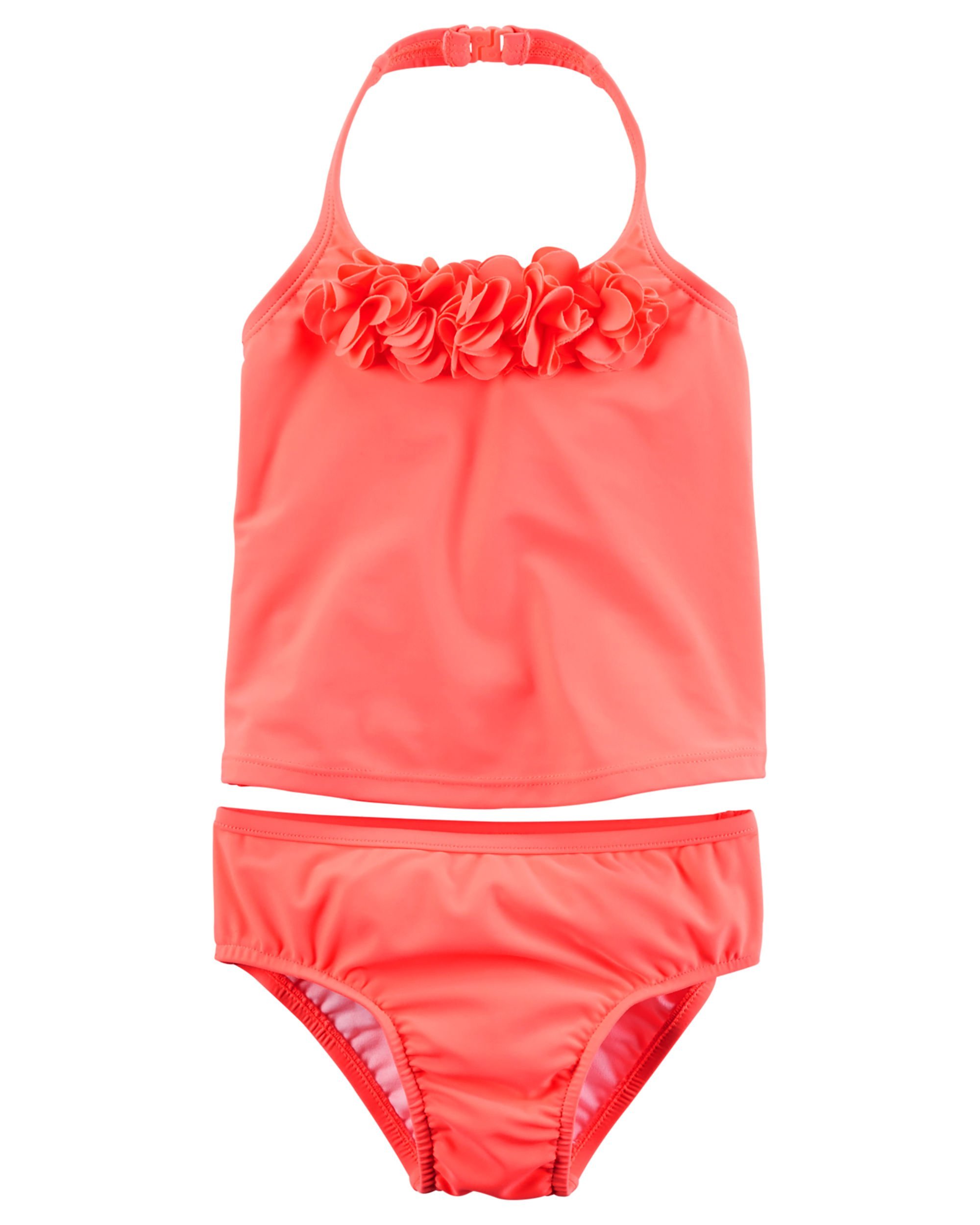 Carters Little Girls & Big Girls Two-Piece Rosette Tankini Swimsuit Set - Perfect for Pool Parties, Beach Vacations & Summer Fun