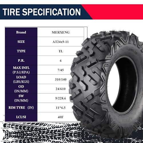 GARVEE 26x11-14 6PR All Terrain UTV ATV Tires - 26x11x14 Off-Road Tires with 14x7 Rims, 26in OD, 11in SW, 465lbs Max Load per Tire (54F LCI/SI) - Perfect for Mud, Sand & Trail Riding