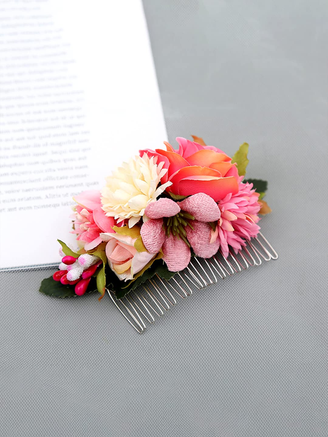 Yellow Floral Hair Comb Pin for Women - Elegant Bridal Hair Accessories for Weddings, Side Pins & Hair Clips - Perfect for Special Occasions, Parties & Everyday Wear