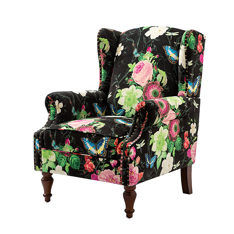 Felix Upholstered Wingback Armchair with Spindle Legs - Comfortable Living Room Chair for Reading & Relaxing - Perfect for Home Office, Bedroom or Lounge Area