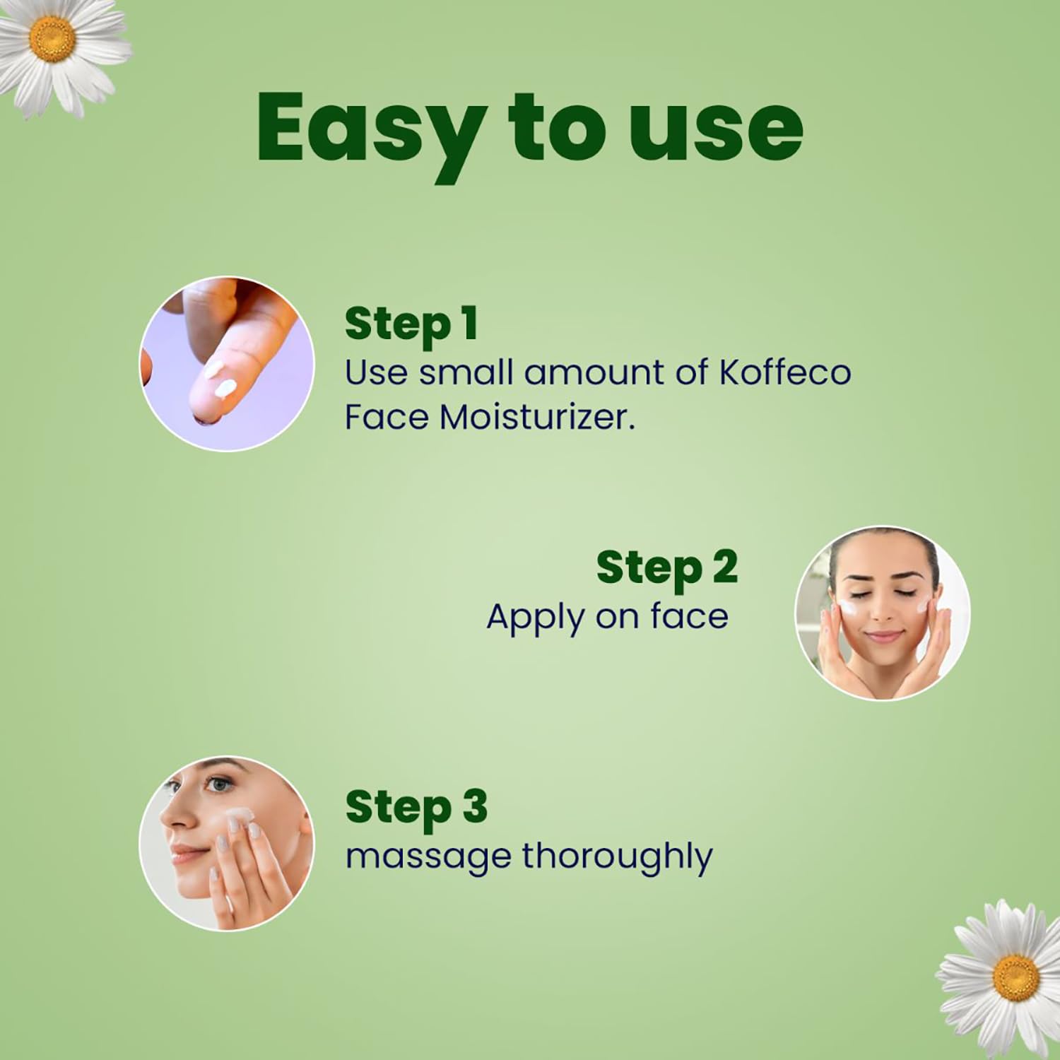 Koffeco 100 ML Green Tea & Chamomile Face Moisturizer for Acne Prone & Oily Skin - Hydrating Face Cream with Shea Butter for Women - Daily Skincare for Clear & Balanced Skin