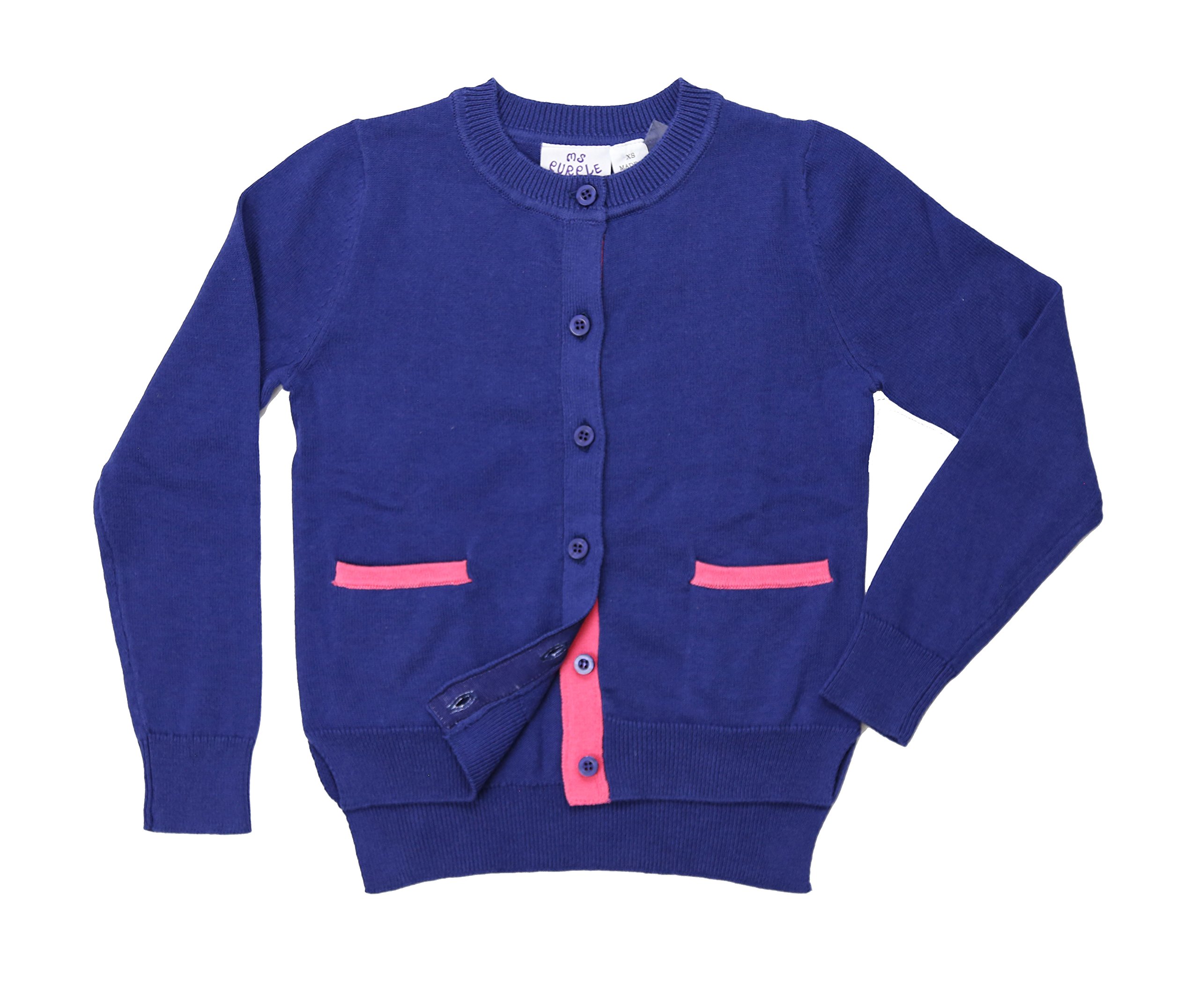 Girls' 100% Cotton Color Block Pocket Cardigan Sweater - Cozy Layering for School, Playdates & Fall Fashion