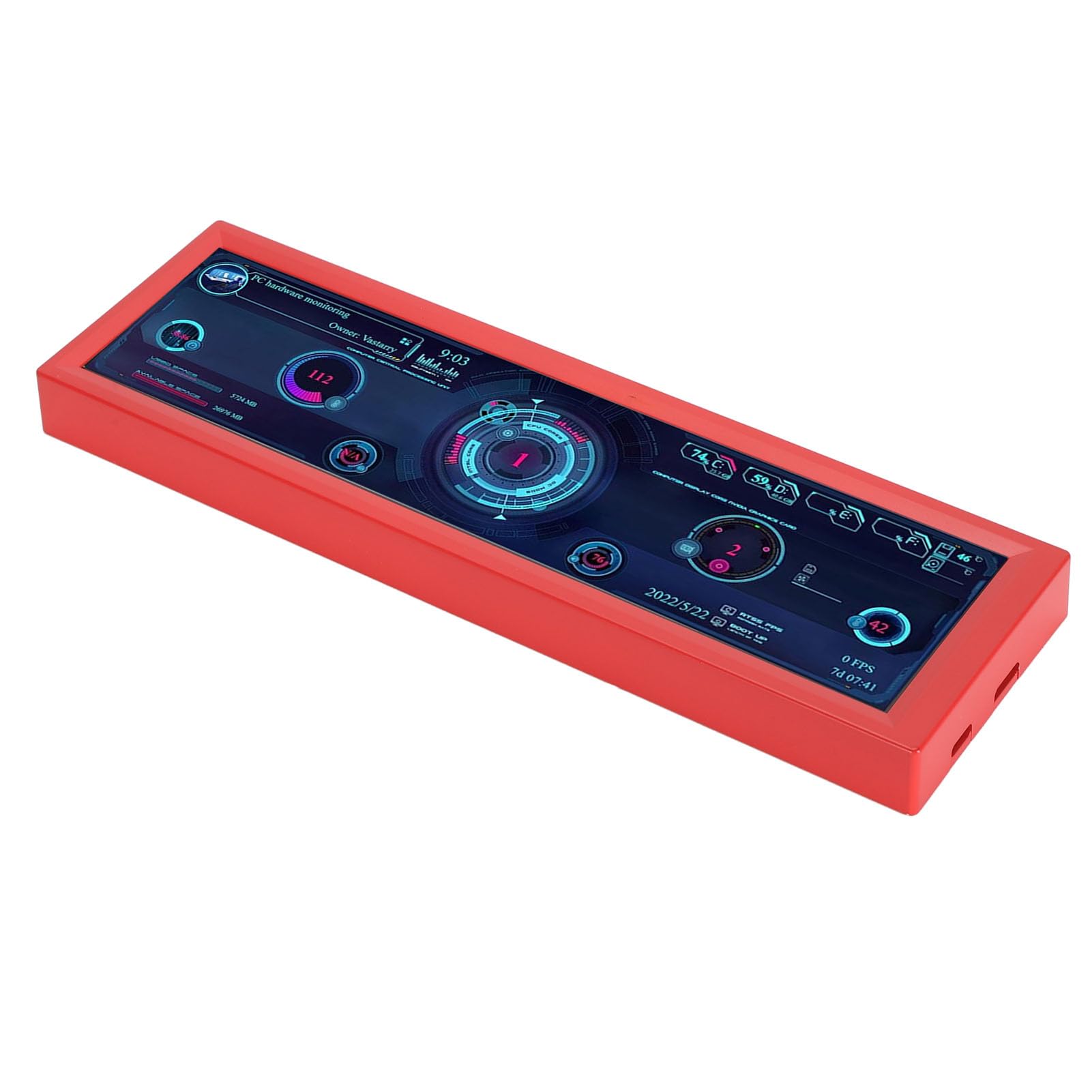 Sxhlseller 8.8 Inch PC Temperature Monitor with HD IPS 1920x480 LCD Screen - CPU/GPU Data Secondary Display (Red) for Gaming Rigs, Workstations & PC Builds - Perfect for Real-Time System Monitoring & Custom PC Setups