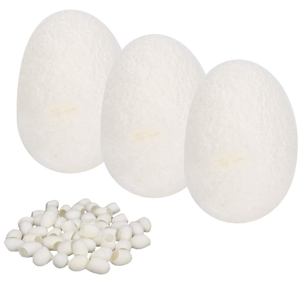 50pcs Natural Silk Cocoons for Face - Organic Silkworm Exfoliating Balls for Blackhead Removal, Acne Scar Treatment & Anti-Aging - Skin-Friendly Facial Cleanser for Gentle Exfoliation & Pore Cleansing - Perfect for Spa, Home Facial & Skincare Routine