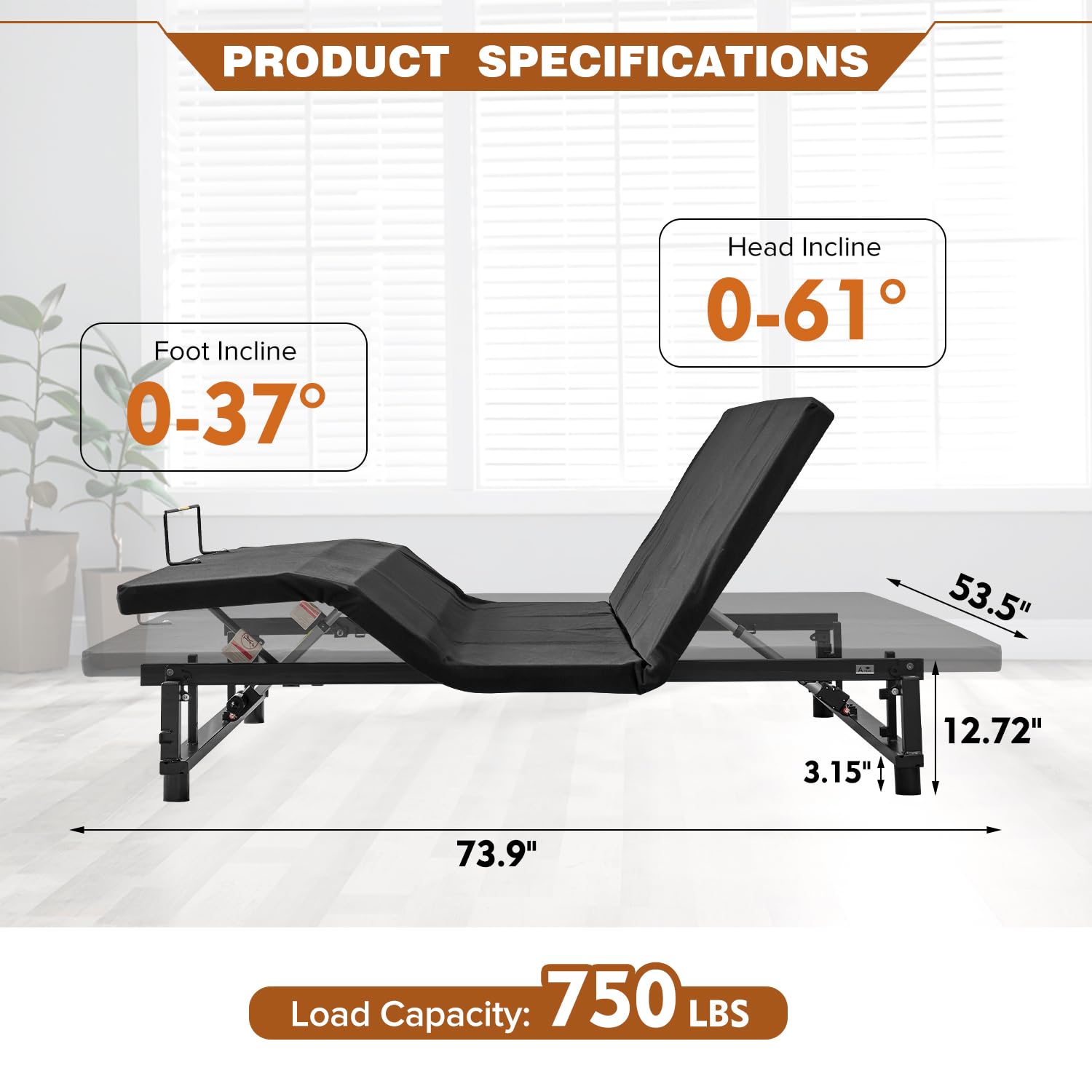 Full Size Adjustable Bed Frame with Wireless Remote - Electric Adjustable Base for Head/Foot Incline, Zero Gravity & Quiet Motor | Perfect for Back Pain Relief, Reading & Watching TV in Bed