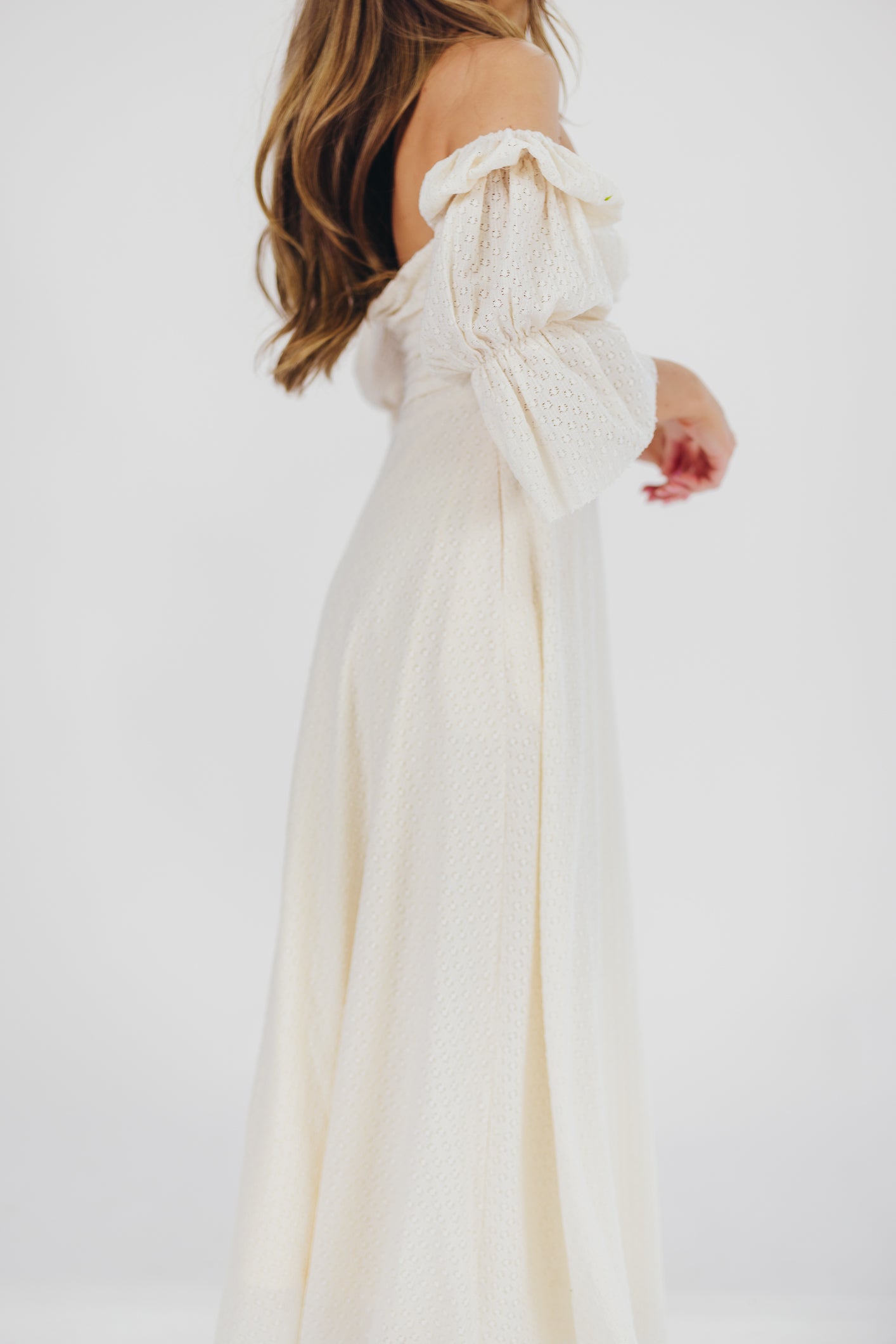 Corrine Tiered Sleeve Maxi Dress with Pockets in Ivory Cream - Bump Friendly Maternity Dress for Pregnancy, Nursing & Postpartum - Perfect for Baby Showers, Beach Vacations & Summer Weddings