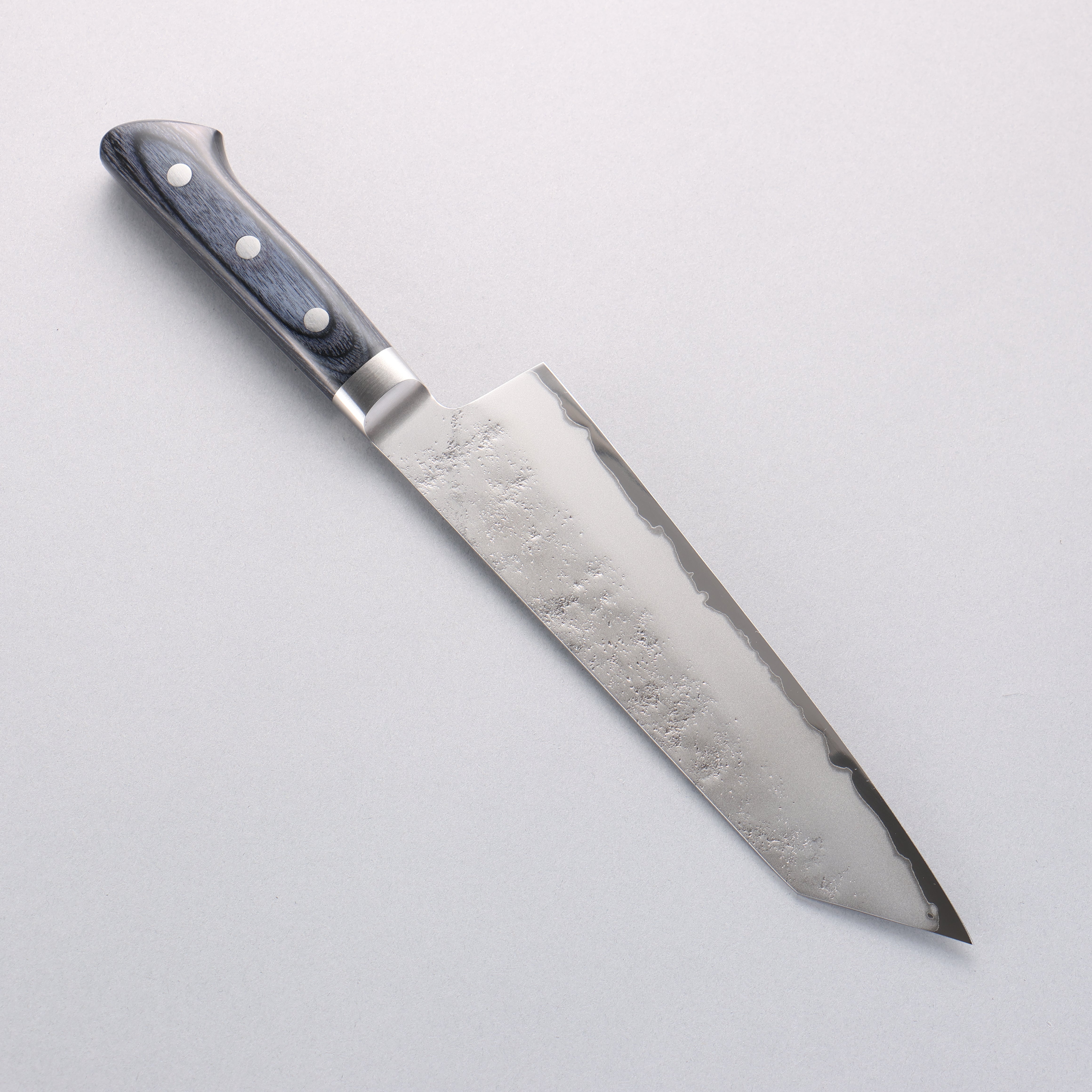 Premium Seisuke Blue Steel No.2 Nashiji Kiritsuke Santoku Knife 195mm - Japanese Chef Knife with Navy Blue Pakka Wood Handle - Perfect for Sushi, Vegetables & Meat Cutting