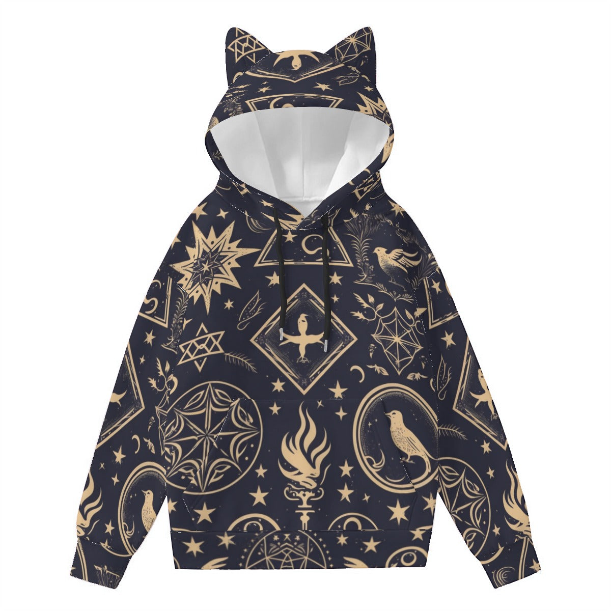 Magic Symbols Hoodie With Cat Ears - Cute Kawaii Graphic Pullover for Women & Teens | Perfect for Cosplay, Anime Conventions & Casual Streetwear