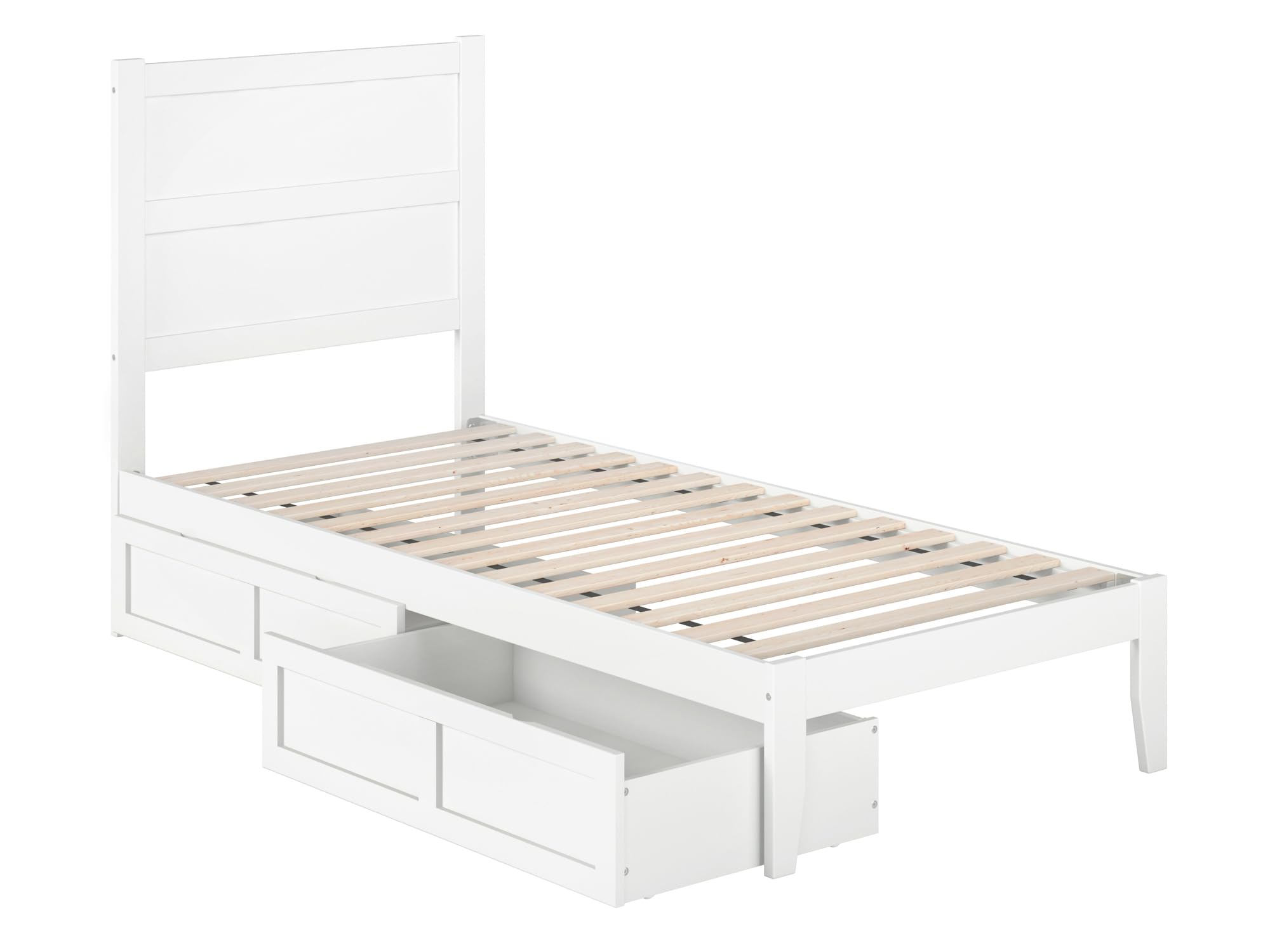 AFI NoHo Twin XL Size Platform Bed with Storage Drawers & USB Charging Station - White Modern Wooden Bed Frame for Small Spaces, Dorm Rooms & Guest Bedrooms