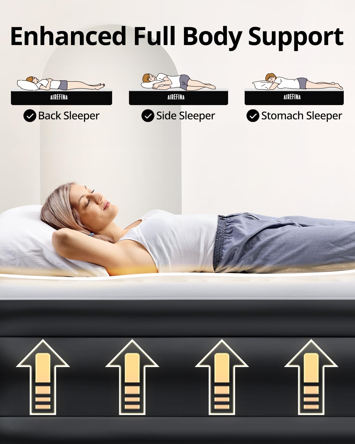 **Airefina Queen Air Mattress with Built-in Pump - Comfortable Blow Up Bed for Home, Travel & Camping - Fast 3-Min Inflation/Deflation - Includes Portable Carrying Bag - Perfect for Guests, Sleepovers & Outdoor Adventures**