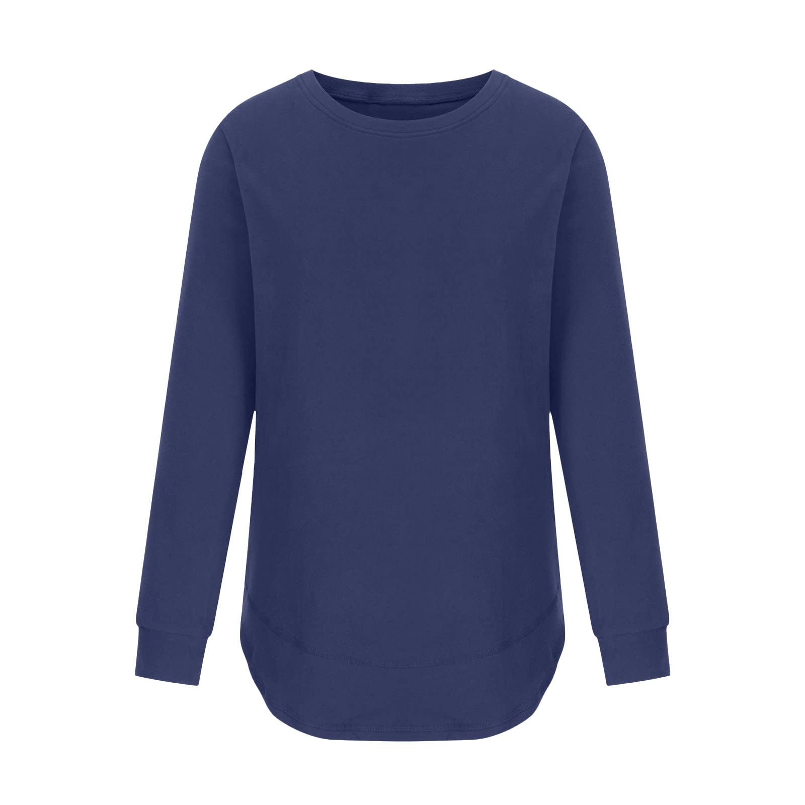 PBNBP Women's Long Sleeve Tunic Tops - Fall Fashion Crewneck Sweatshirt with Curved Hem | Soft Casual Shirts for Leggings | Perfect for Work, Weekend & Layering