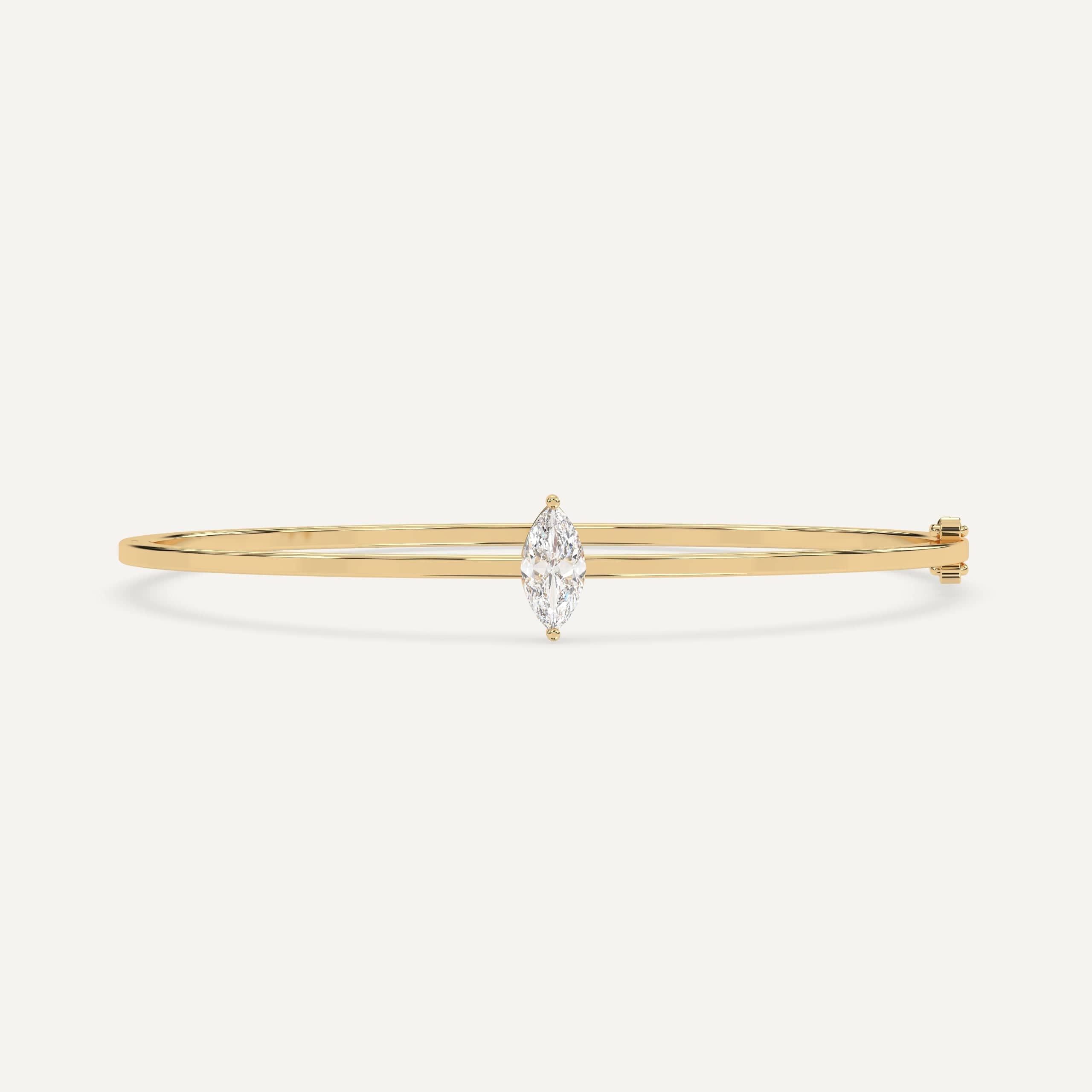 1 Carat Marquise Cut Diamond Solitaire Bangle Bracelet - Elegant Jewelry for Weddings, Anniversaries & Special Occasions