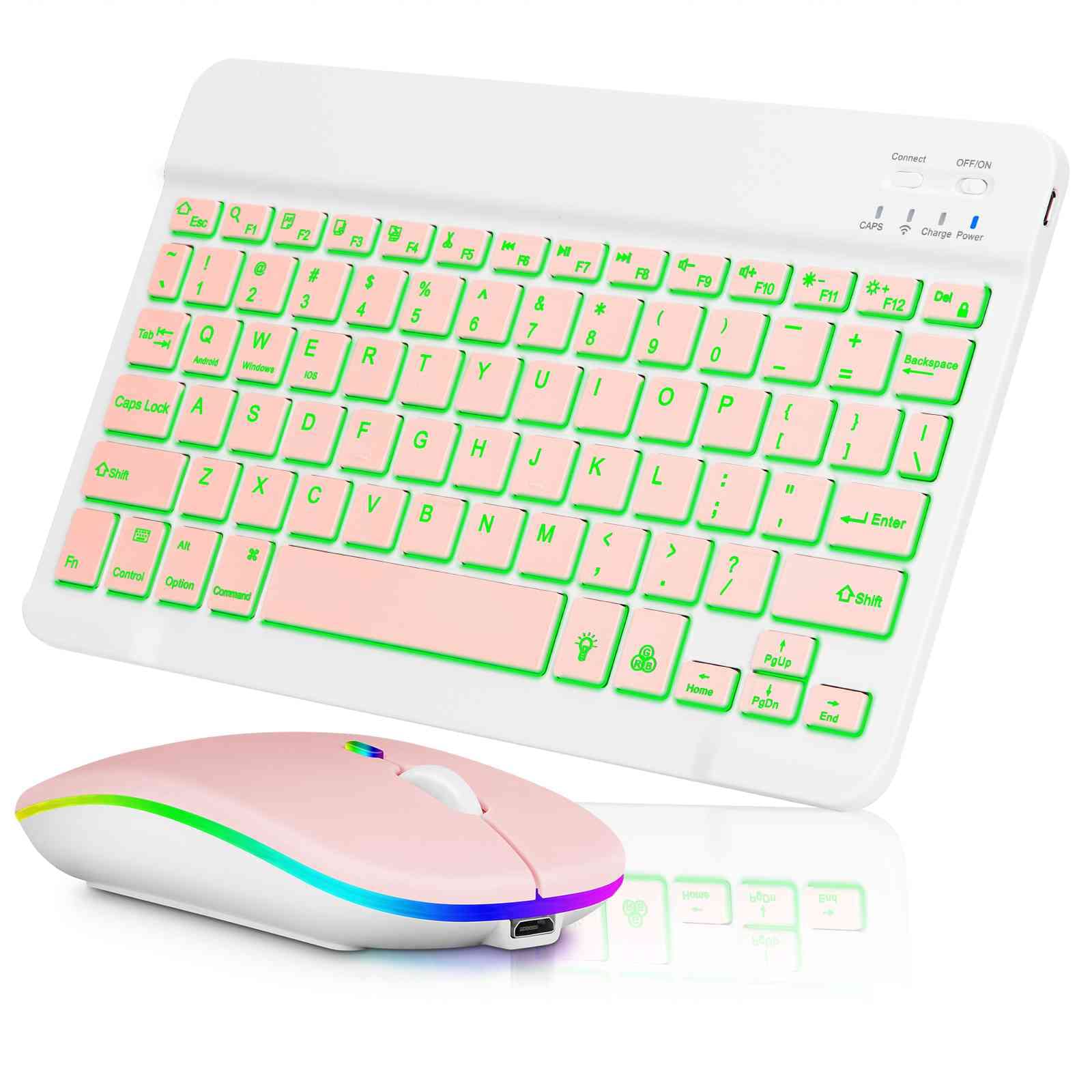 Ultra-Thin RGB Backlit Wireless Keyboard and Mouse Combo - Bluetooth 5.1 & 2.4GHz Dual Mode Rechargeable for Multi-Device Use - Compatible with Honor Pad X8 Lite, Laptops, PCs - Perfect for Gaming, Office Work & Home Entertainment