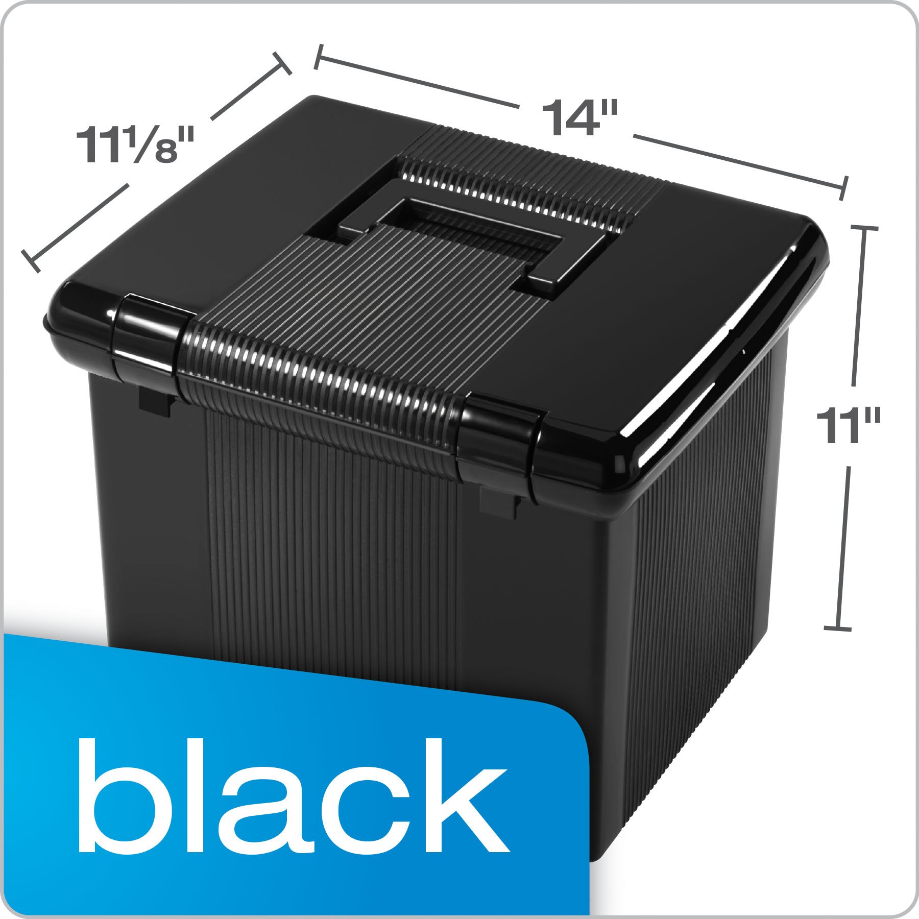 Pendaflex Portable File Box with File Rails - Simple Document Storage Organizer for Home & Office - Hinged Lid with Double Latch Closure - Includes 3 Black Letter Size Hanging Folders (41742AMZ) - Perfect for Organizing Bills, Tax Documents, and Office Files