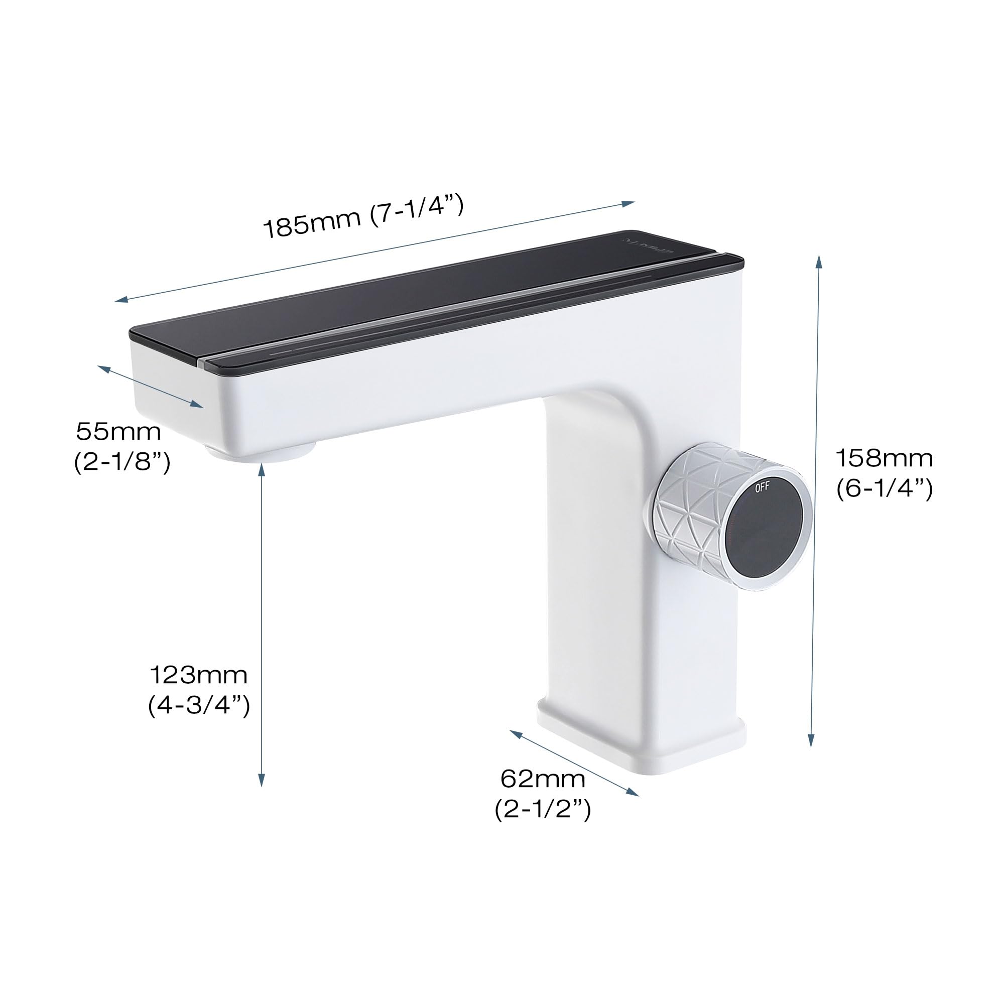 MEJE LED Bathroom Sink Faucet with Digital Temperature Display - Single Handle Brass Lavatory Faucet in Elegant White - Perfect for Modern Bathrooms, Powder Rooms & Spa-Like Vanities