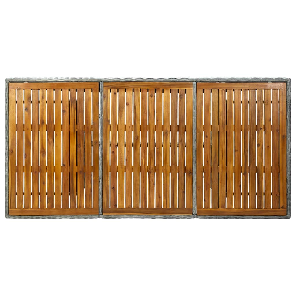 UV Resistant Weatherproof Outdoor Garden Table - Light Gray Poly Rattan & Solid Acacia Wood - Perfect for Poolside, Deck, Lawn & Patio Furniture (Durable & Stylish Outdoor Dining Set)