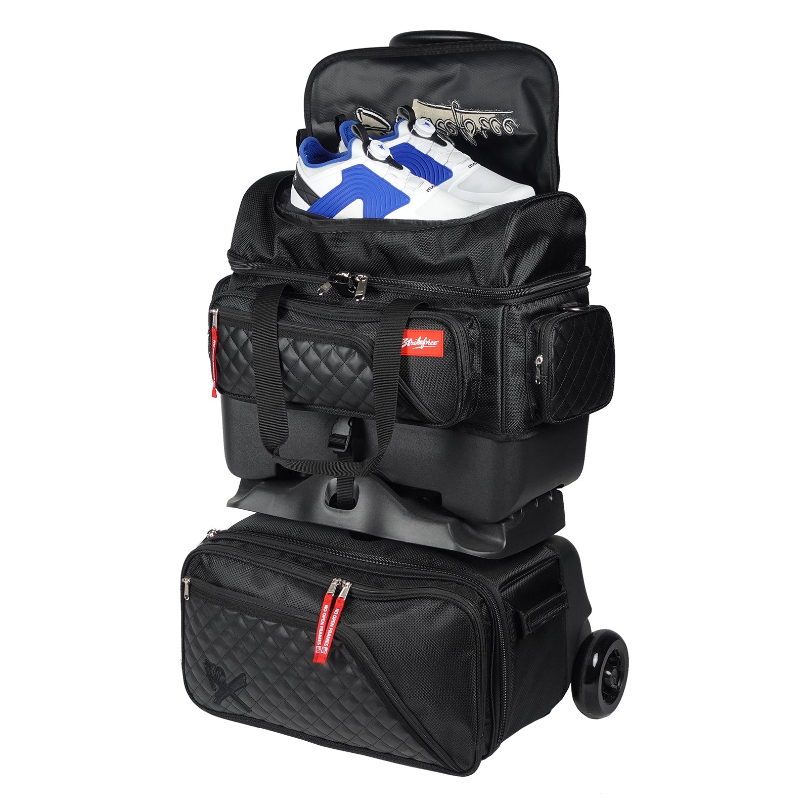 KR Strikeforce Diamond 4 Ball Roller Black Bowling Bag - Premium Bowling Accessory for Tournaments & League Play - Perfect for Pro & Casual Bowlers