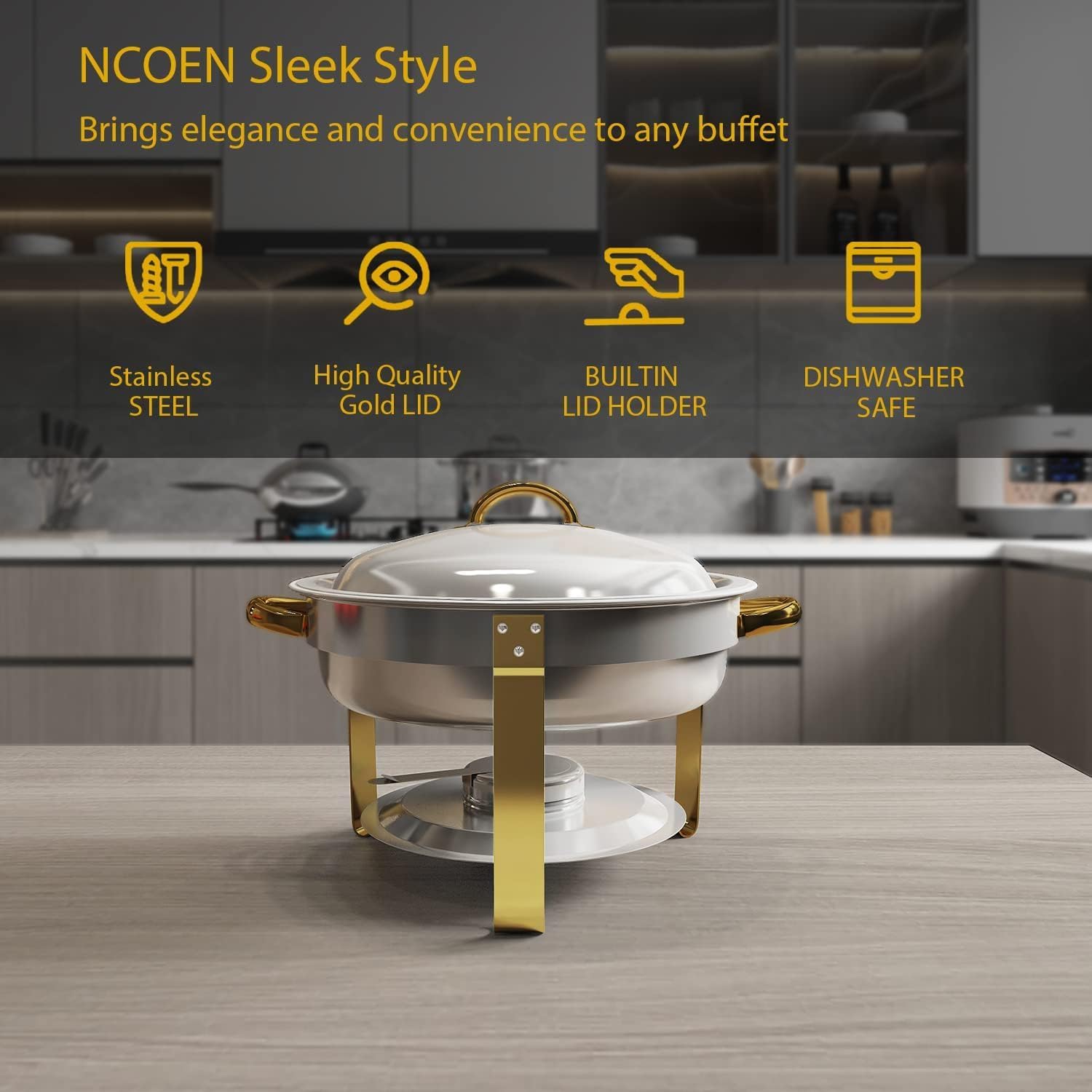 5 QT Gold Chafing Dish Buffet Set - Food Warmer for Parties, Catering & Events