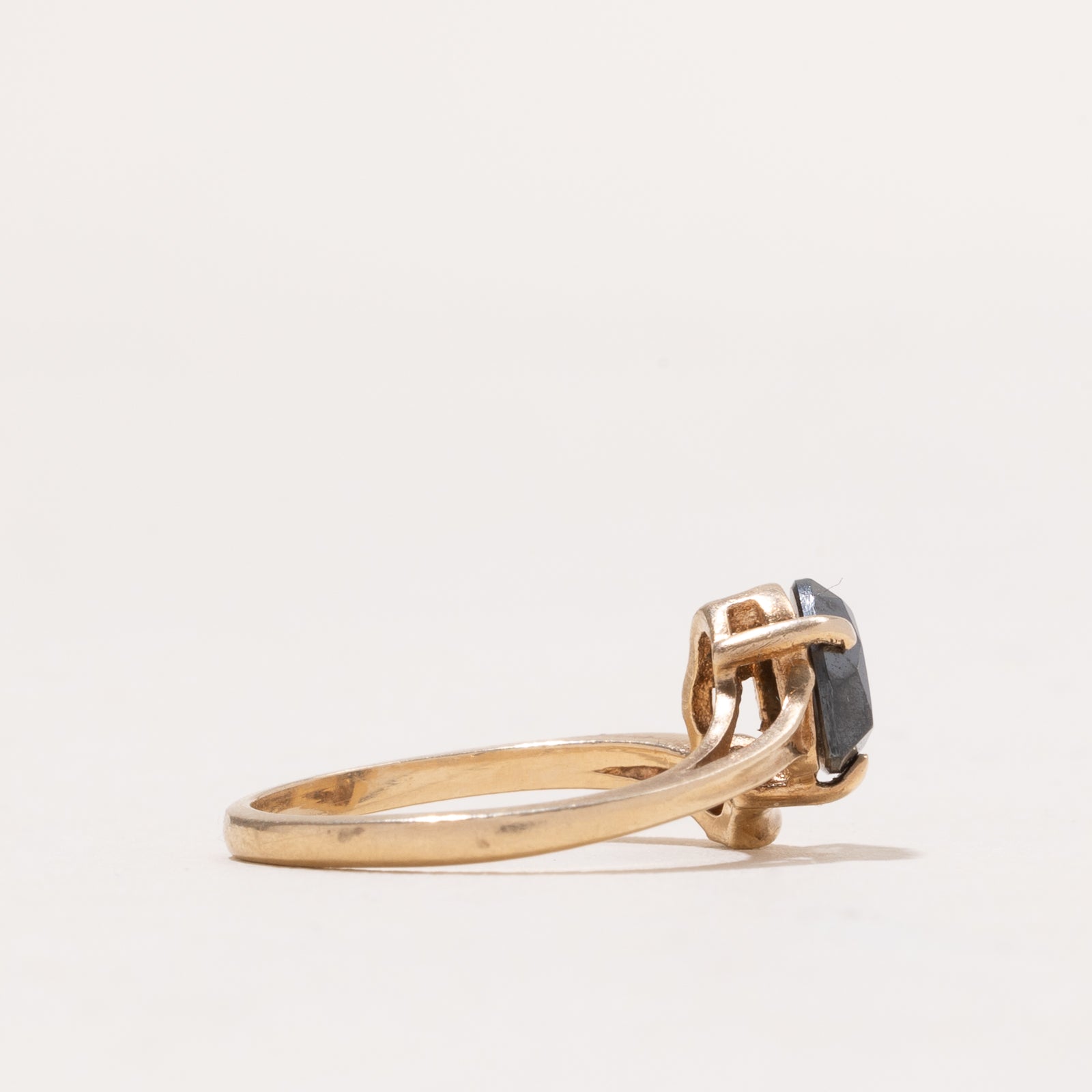 Pear Cut Hematite Bypass Ring - 2.00ct Size 6 | Elegant Silver Jewelry for Women | Perfect for Weddings, Anniversaries & Special Occasions