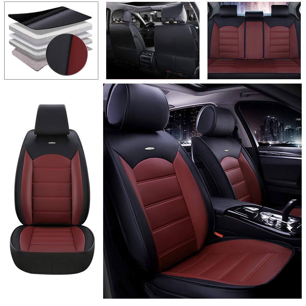 Premium DBL Full Set PU Leatherette Car Seat Covers for Land Rover Defender 90 - Airbag Compatible, Black & Red Design - Waterproof & Anti-Slip Protection for Off-Road Adventures & Daily Commuting
