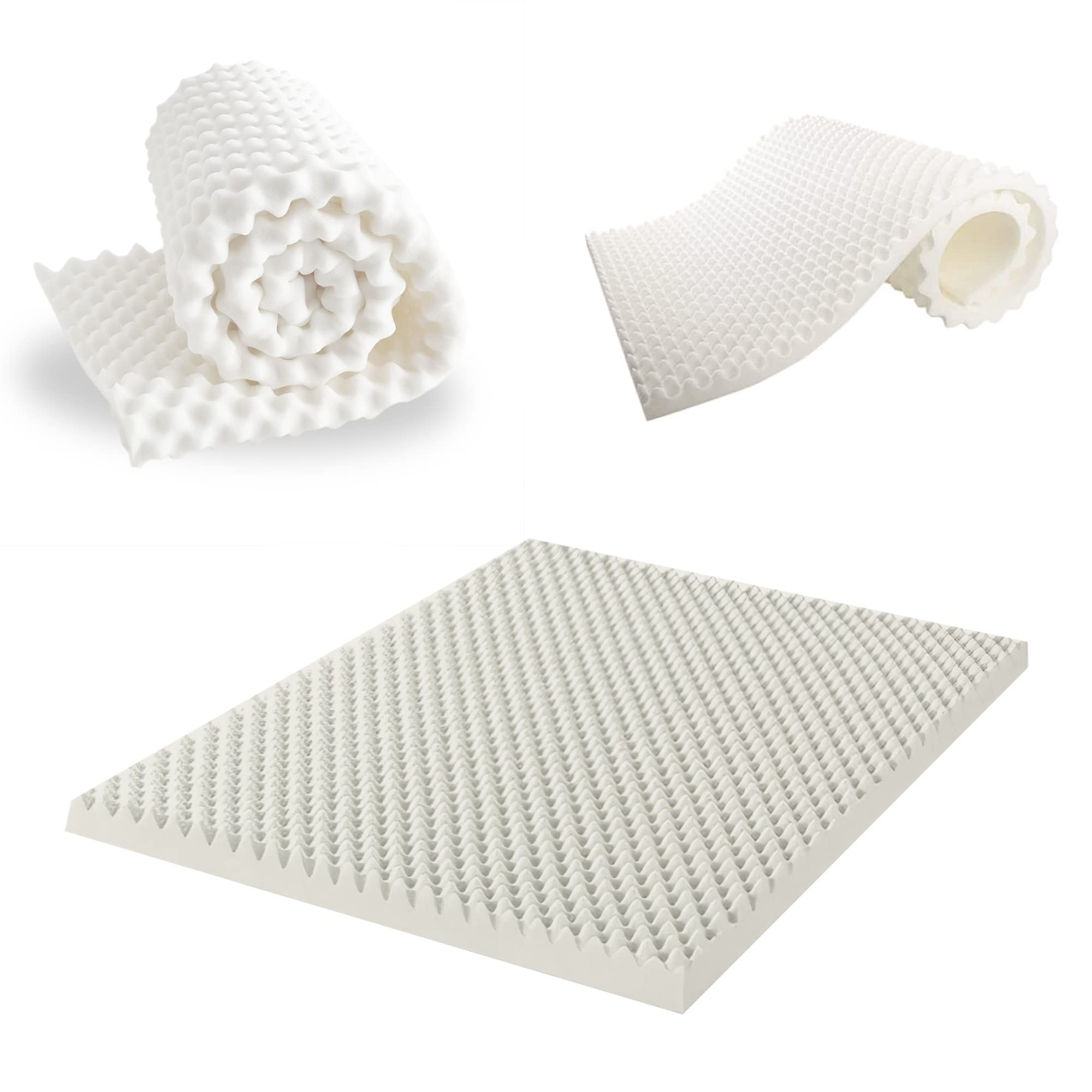 2-inch Queen Egg Shell Foam Mattress Topper - Breathable & Comfortable for Better Sleep, White, 20