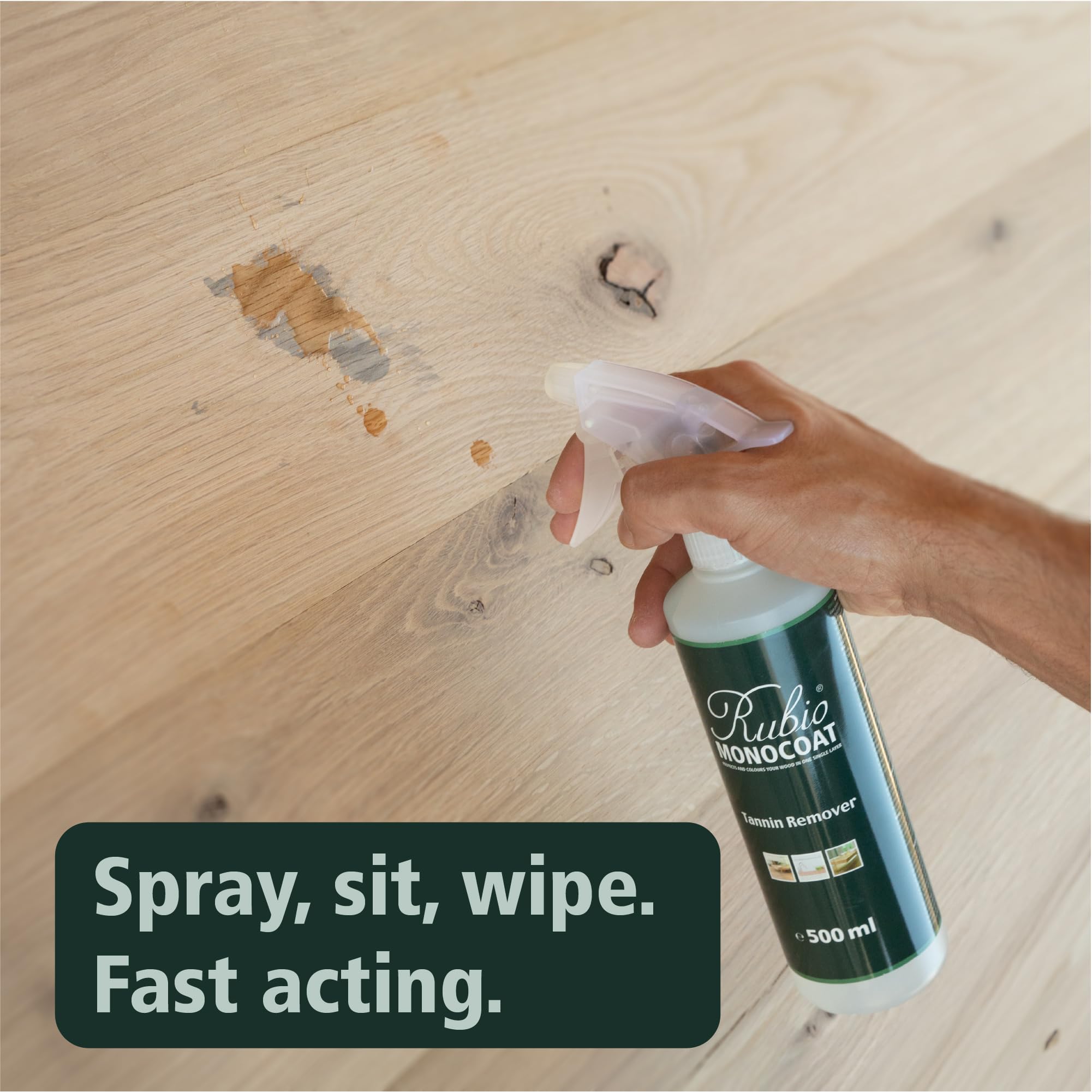 Rubio Monocoat Tannin Remover - Powerful Wood Stain & Spot Cleaner for Indoor/Outdoor Furniture, Decks & Floors | 1L Eco-Friendly Wood Treatment | Perfect for Oak, Teak & Hardwood Restoration